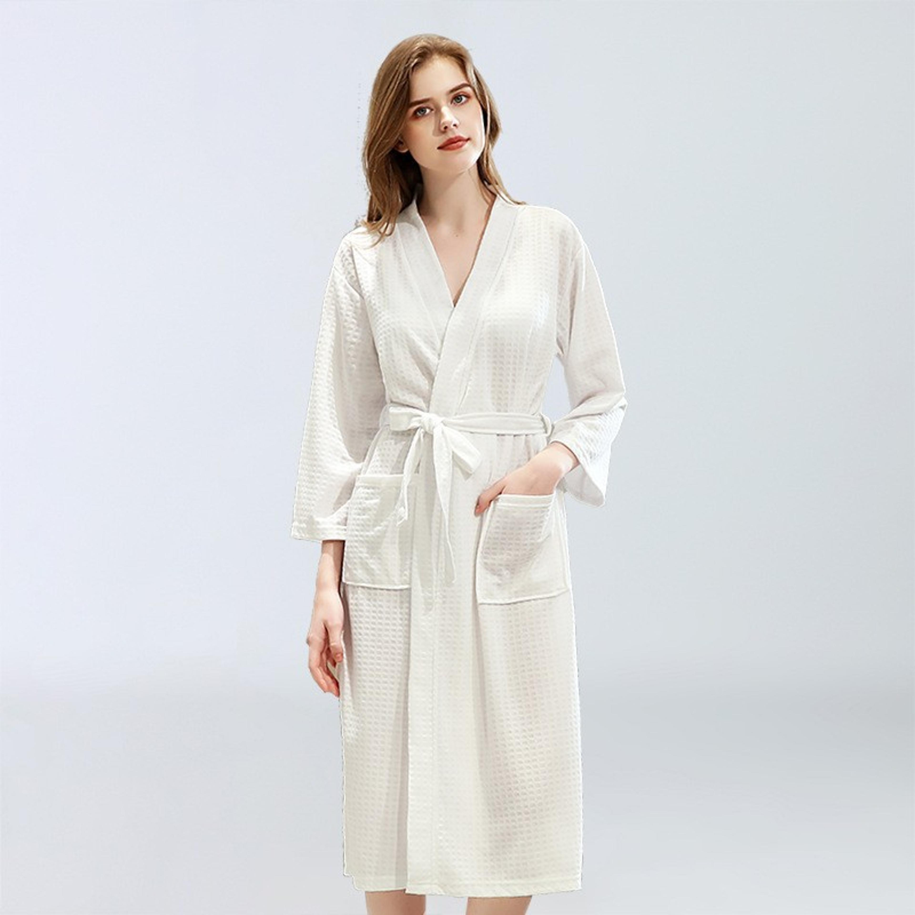 Waffle Bathrobe For Men And Women  Lightweight QuickDrying Polyester Sauna Robe 7
