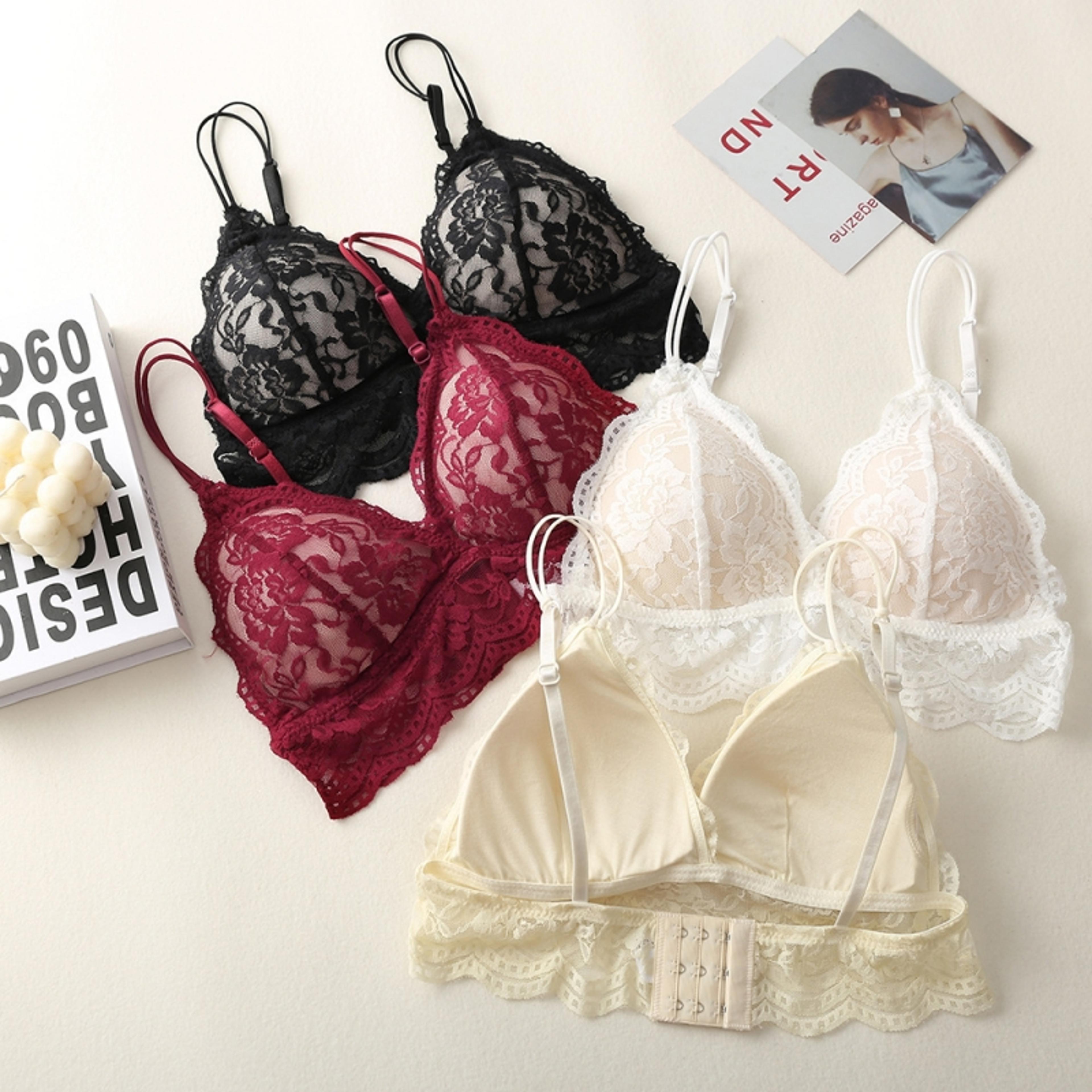 Womens Lace Push Up Bralette  WireFree Padded Bra With Adjustable Straps 6