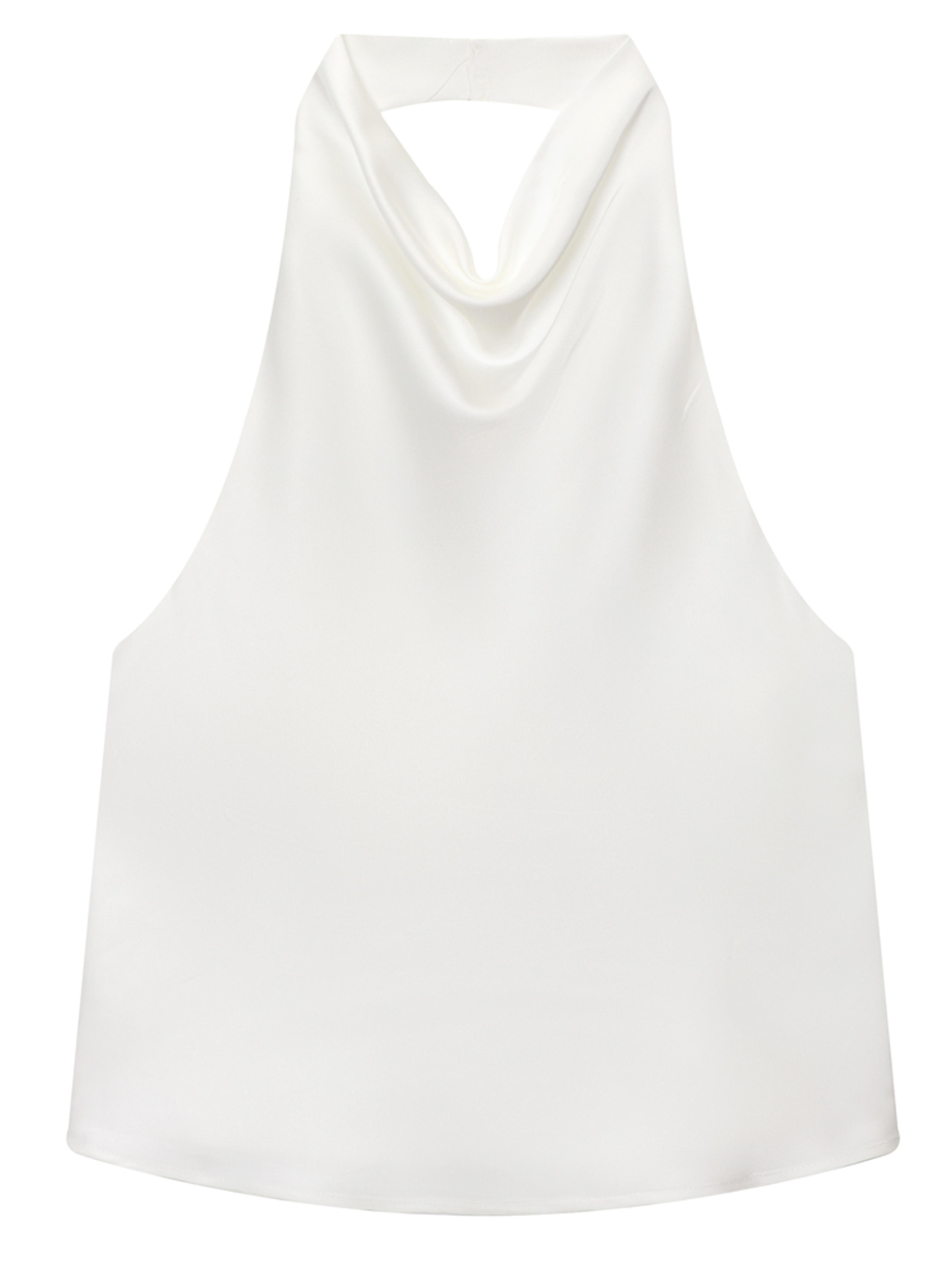 Womens Satin Halter Backless Top  Elegant Sleeveless Party Tank Top 7