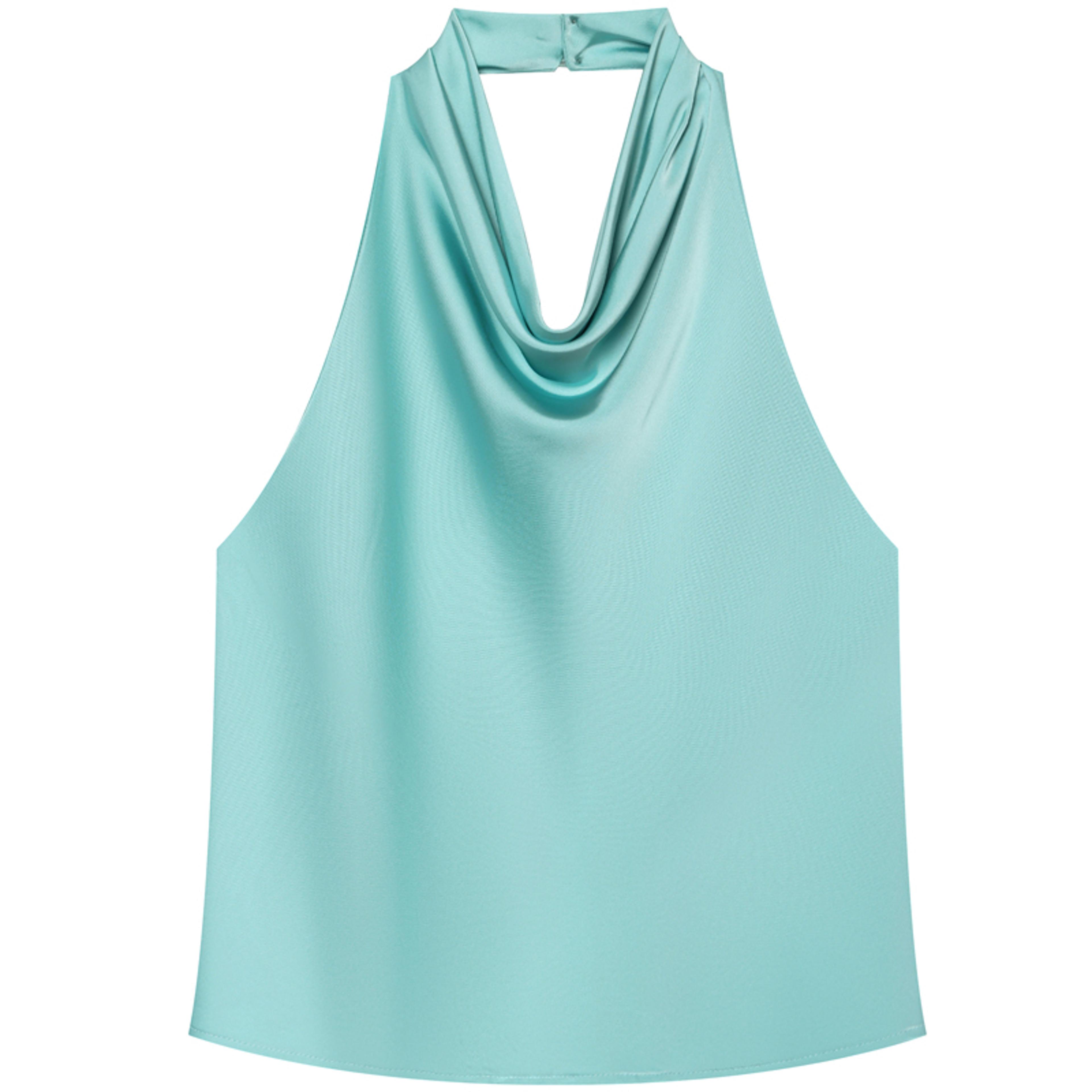 Womens Satin Halter Backless Top  Elegant Sleeveless Party Tank Top 9
