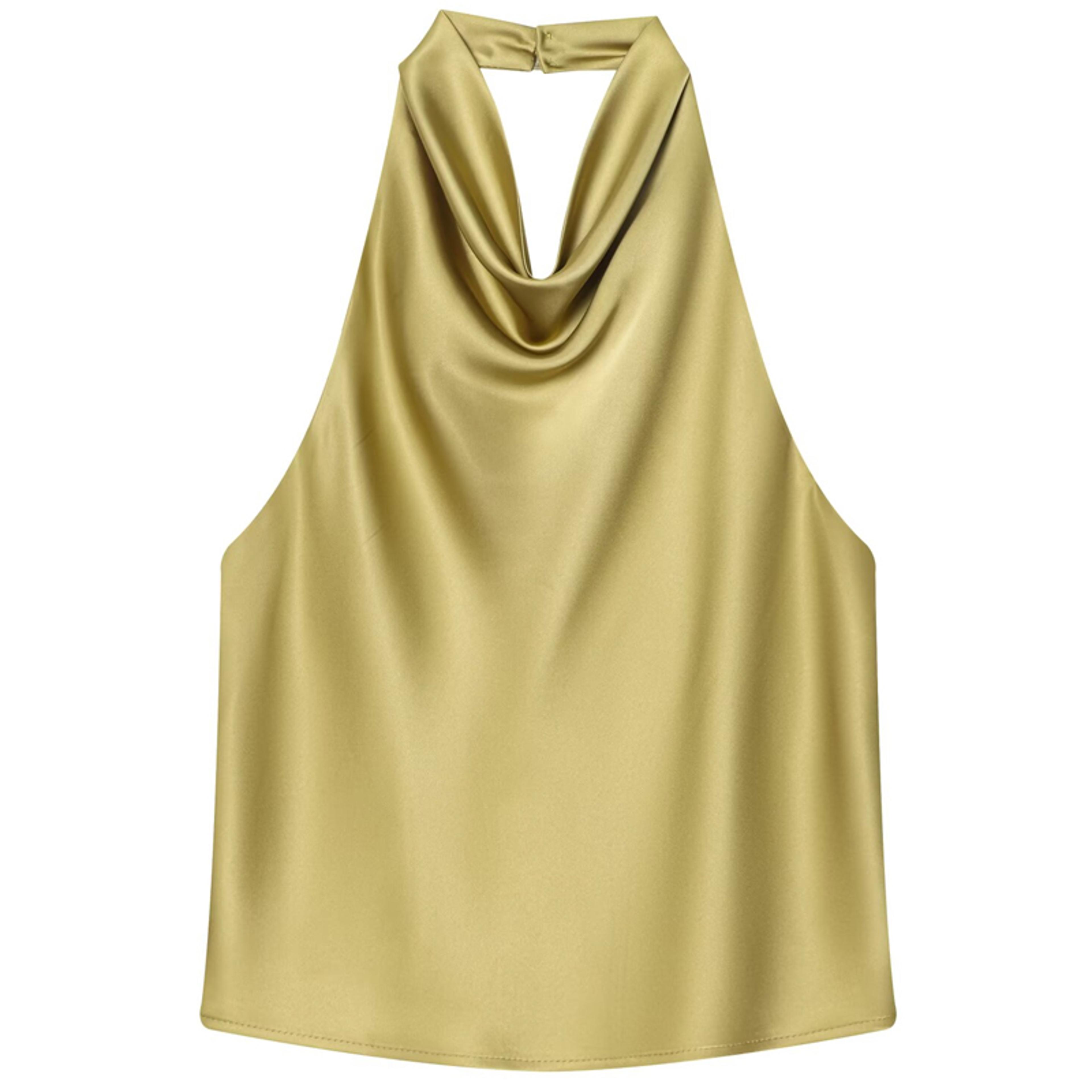 Womens Satin Halter Backless Top  Elegant Sleeveless Party Tank Top 17