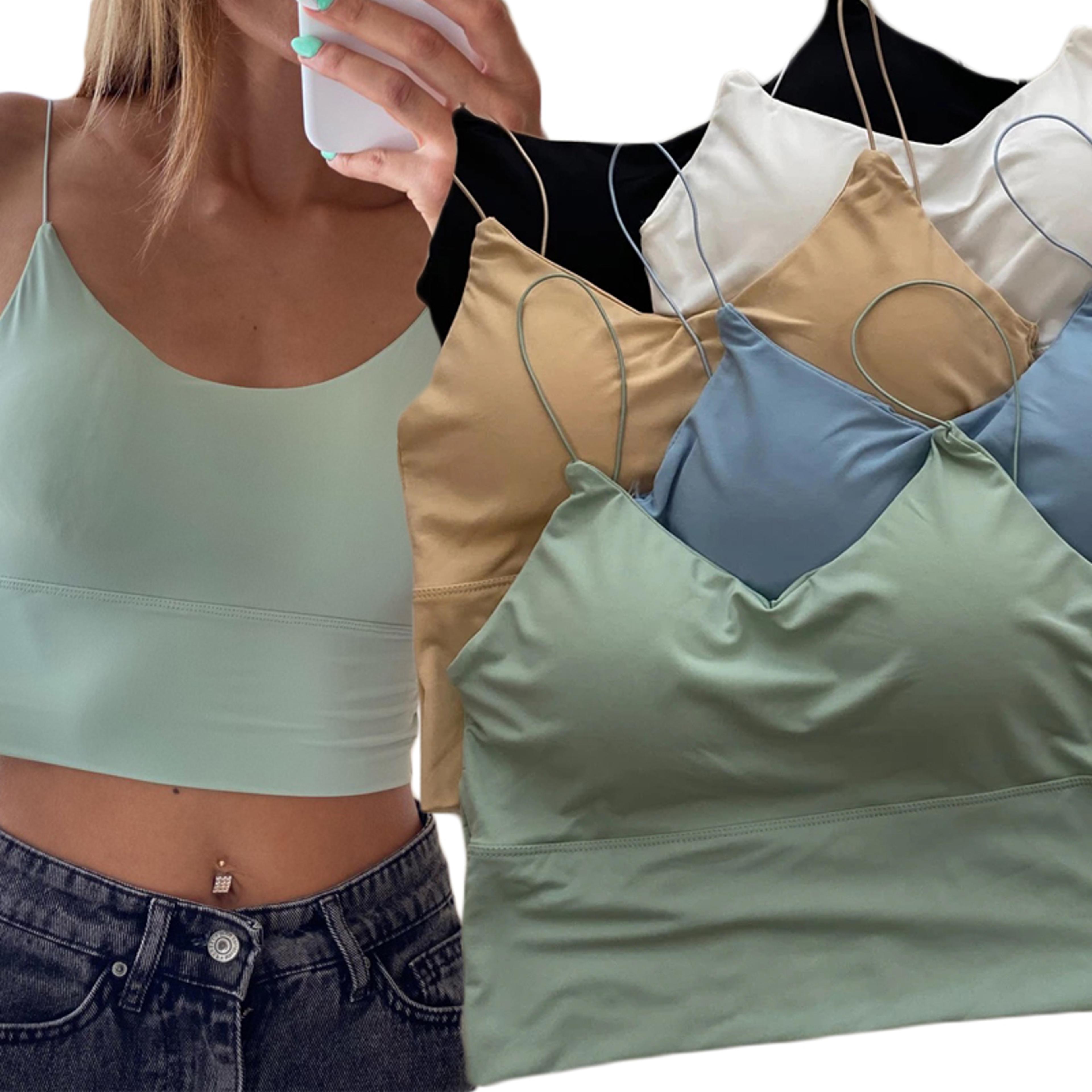 Womens Camisole Crop Top With BuiltIn Bra  Silk Rayon Spaghetti Strap Tank 6