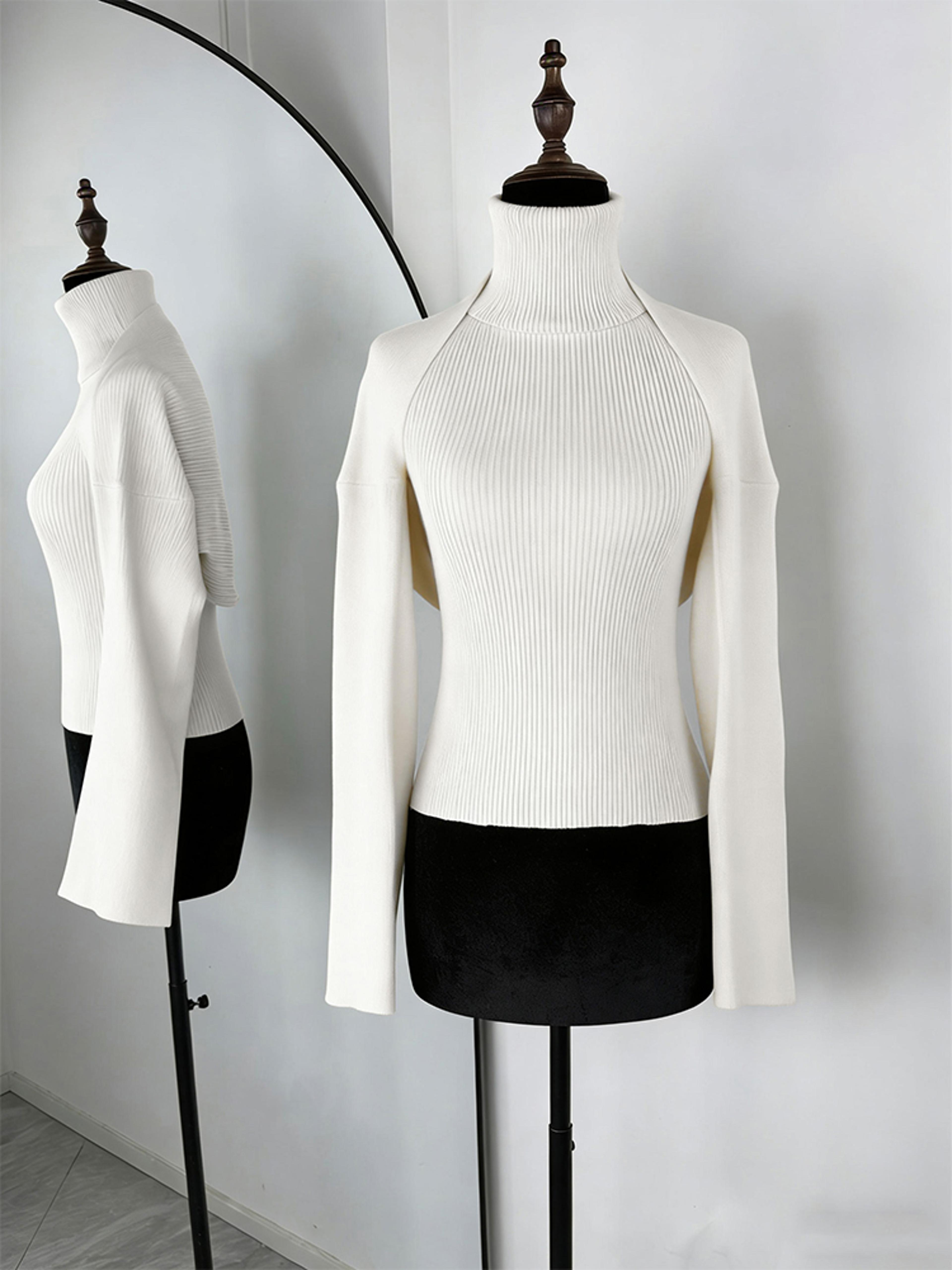 Womens 2 Piece Knit Tank Top Set With High Neck Vest And Long Sleeve Shawl 14