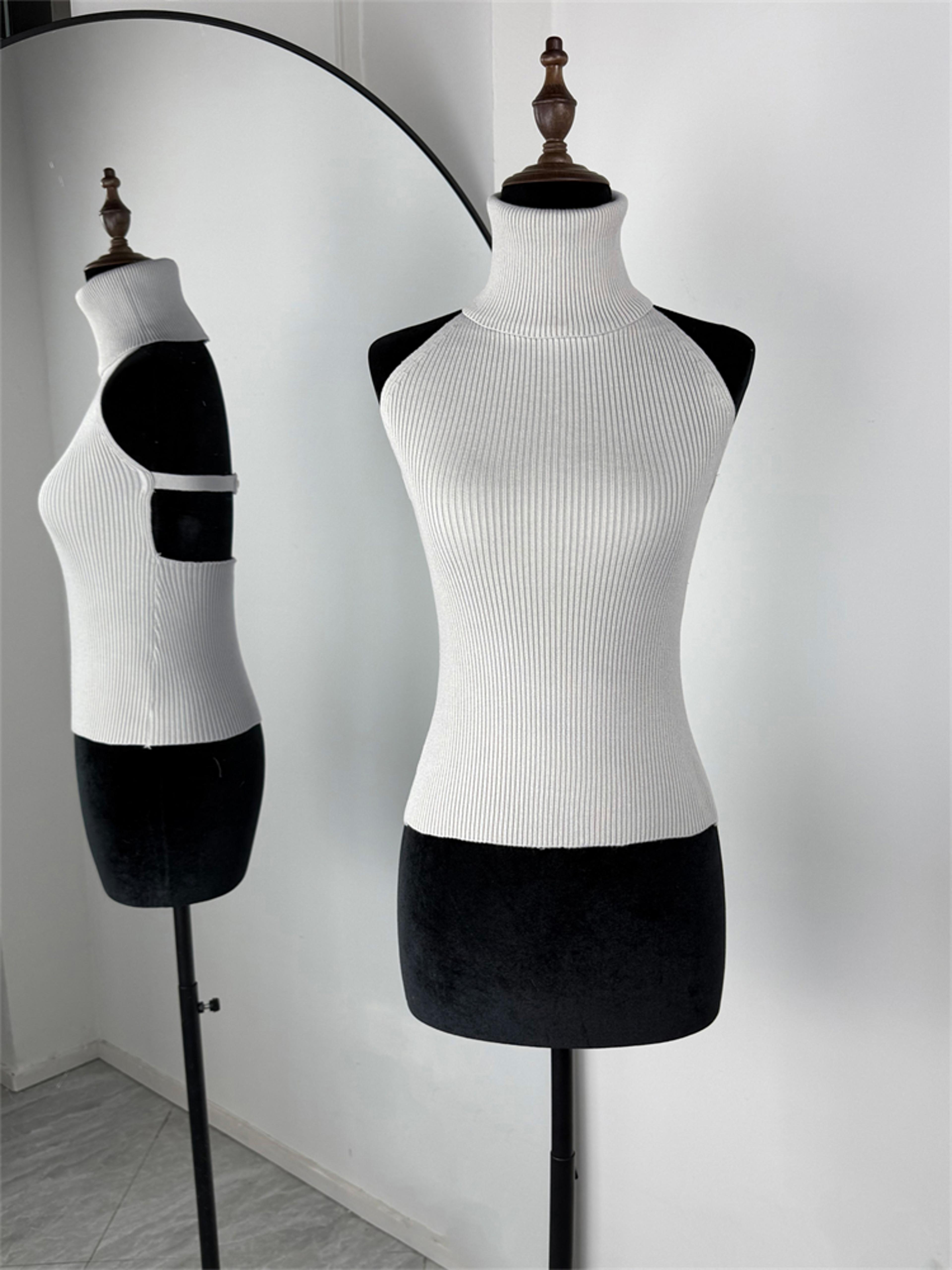 Womens 2 Piece Knit Tank Top Set With High Neck Vest And Long Sleeve Shawl 17