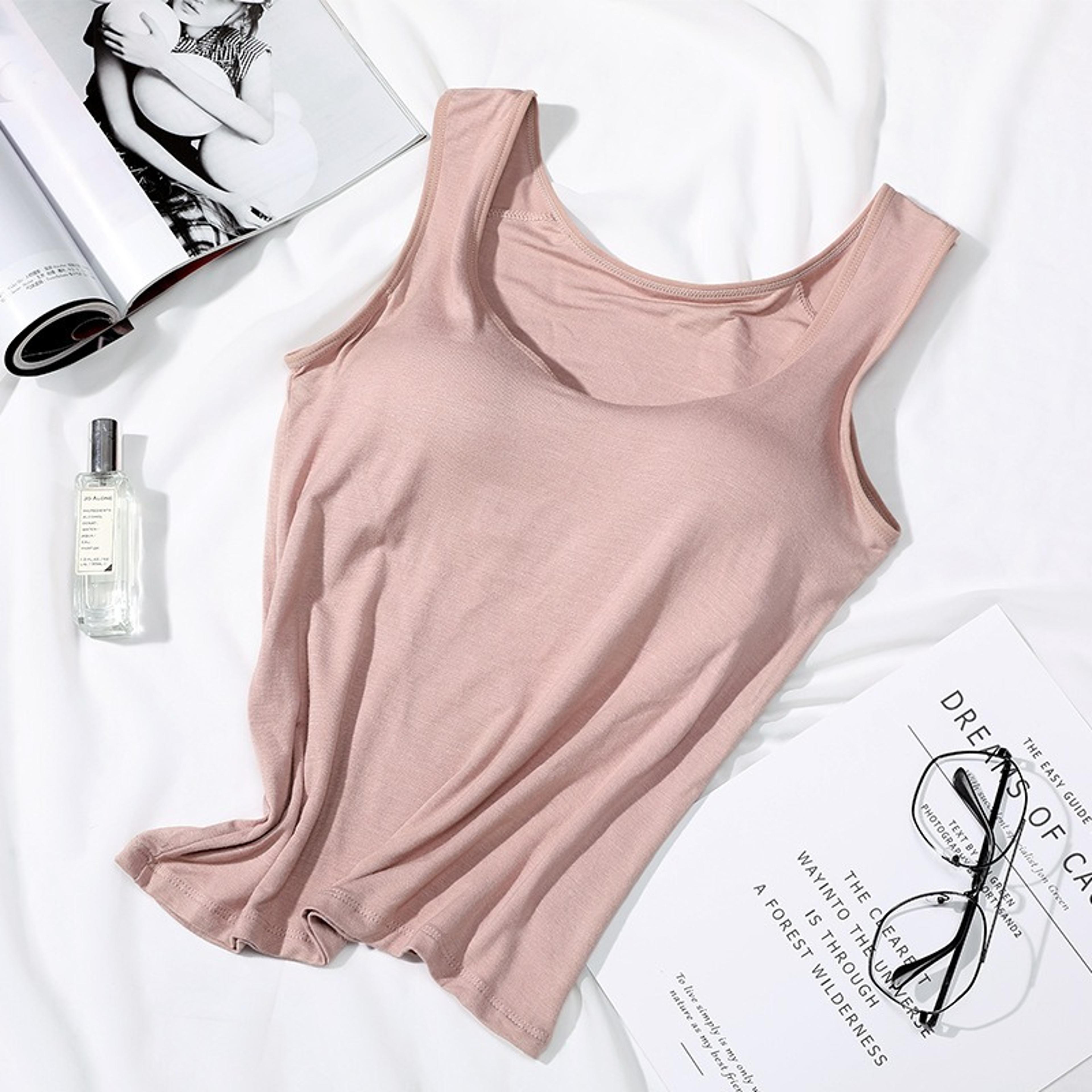 Womens Tank Top With BuiltIn Bra  Padded High Stretch Slim Fit Camisole 8