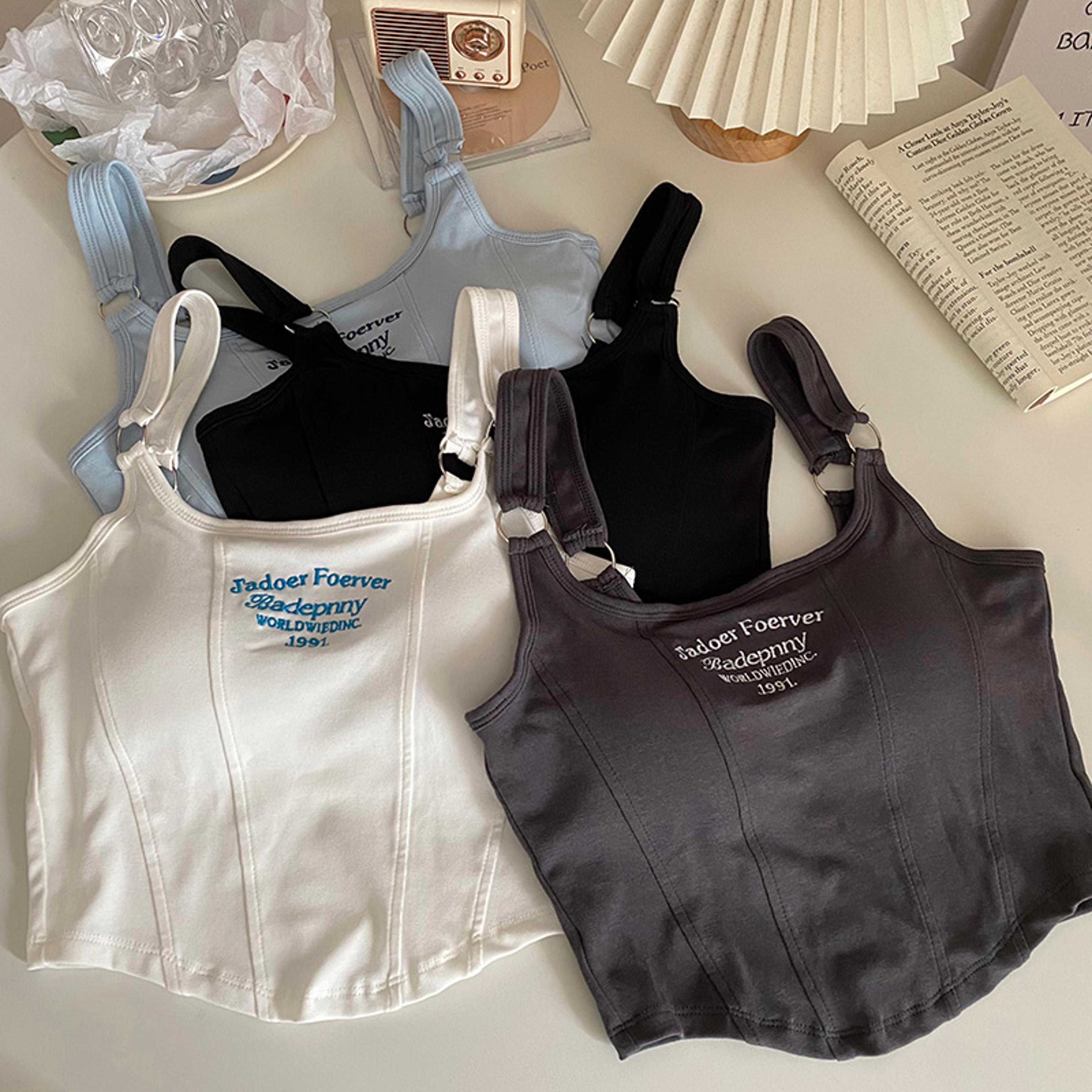 Womens Y2K Crop Tank Top With Bra Pads And HighStretch Cotton Nylon Fabric 3