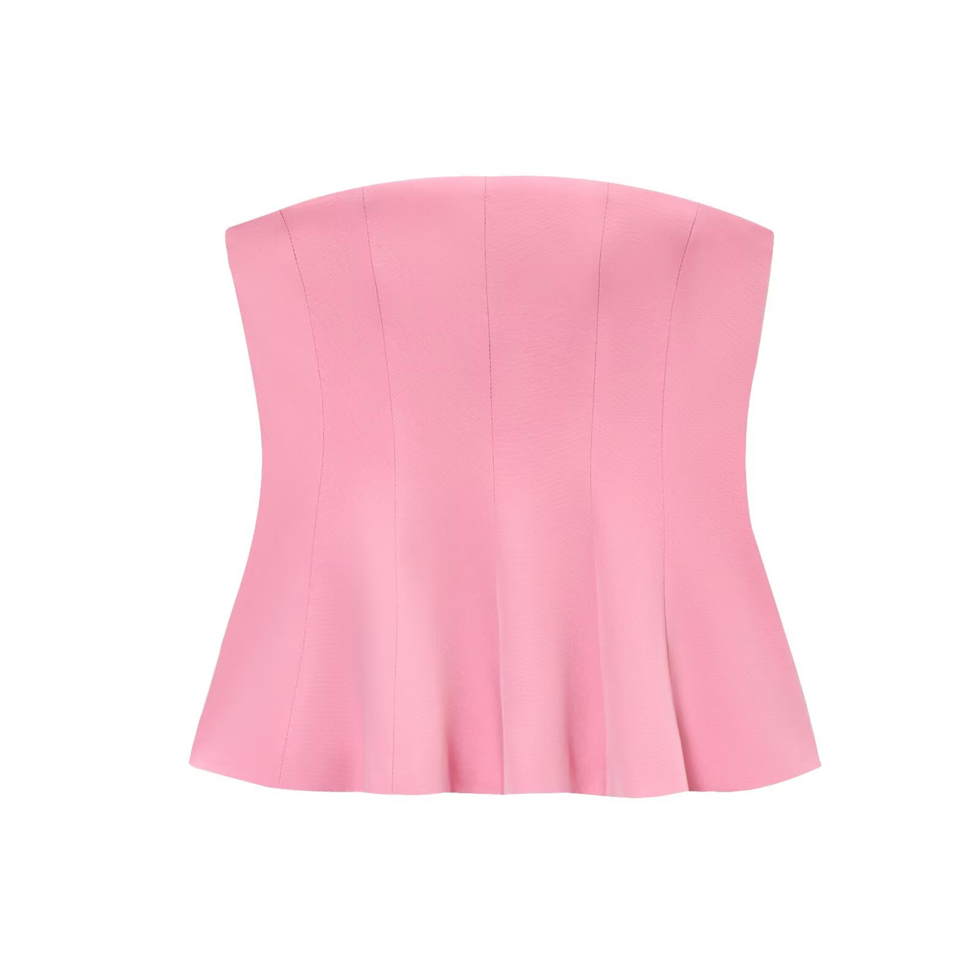 Womens Strapless Ruffle Tube Top  Short Y2K Summer Party Top 12
