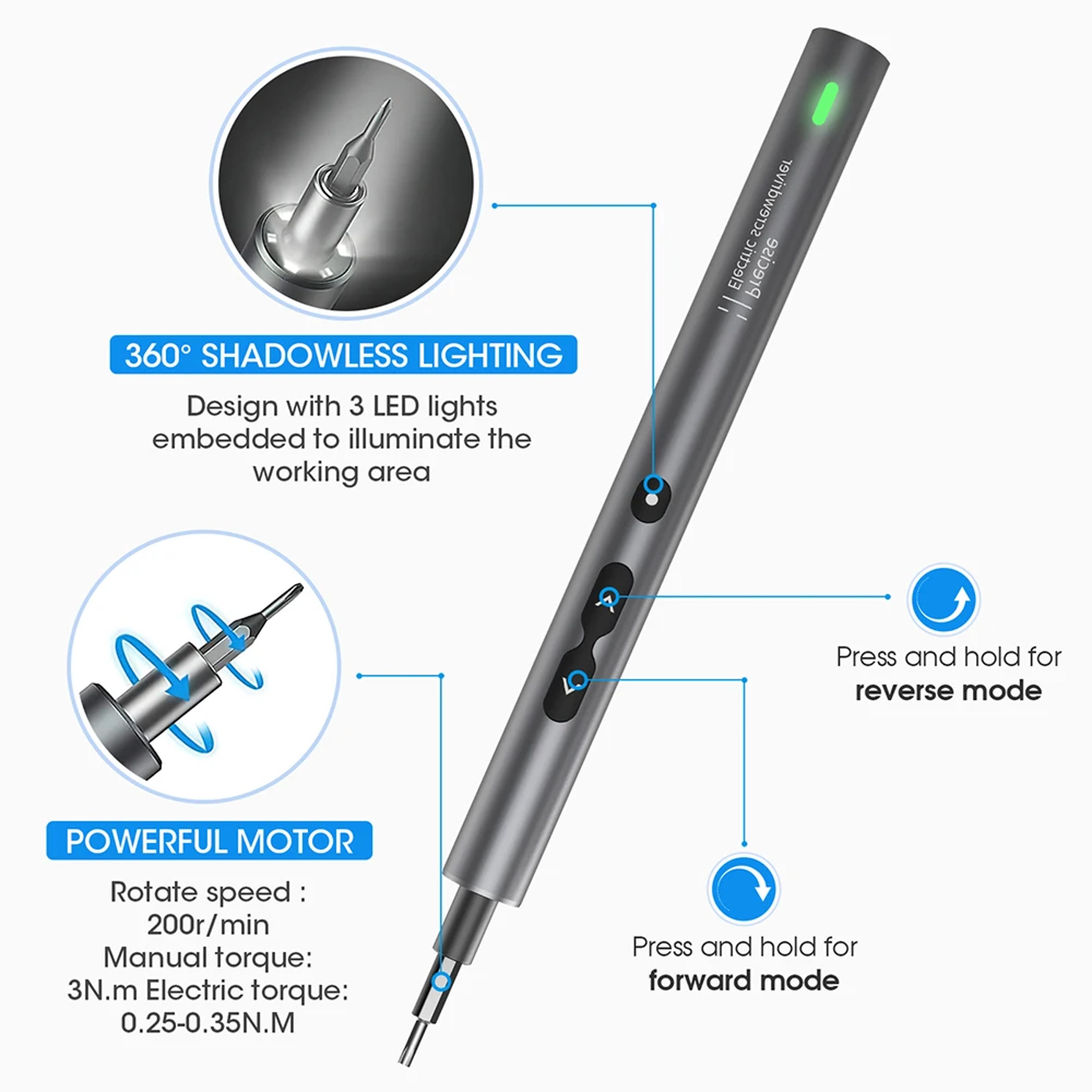 62in1 Precision Electric Screwdriver Set  Rechargeable Cordless Repair Tool Kit 2