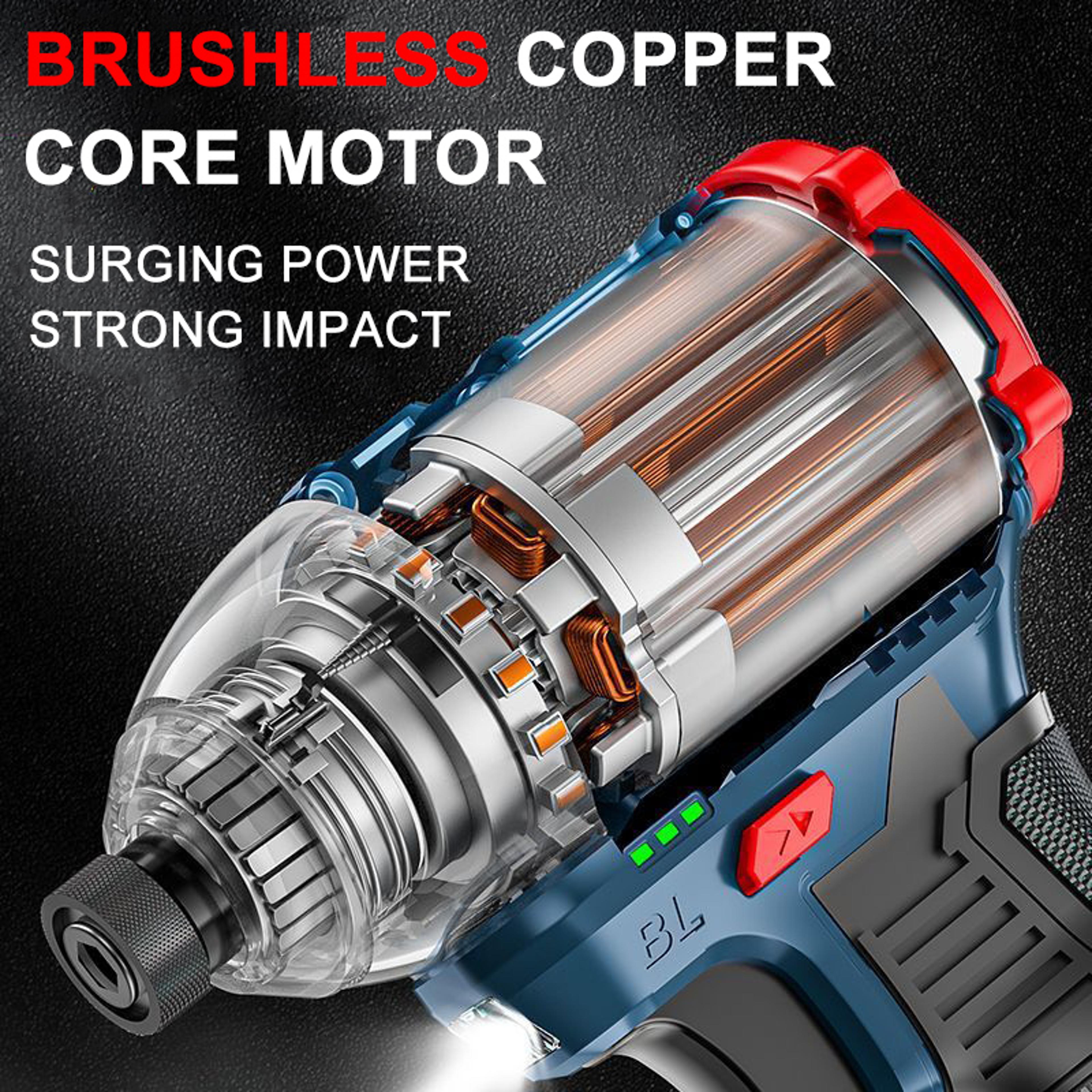 168V Brushless Cordless Impact Driver  200 Nm Electric Screwdriver For Home DIY 2