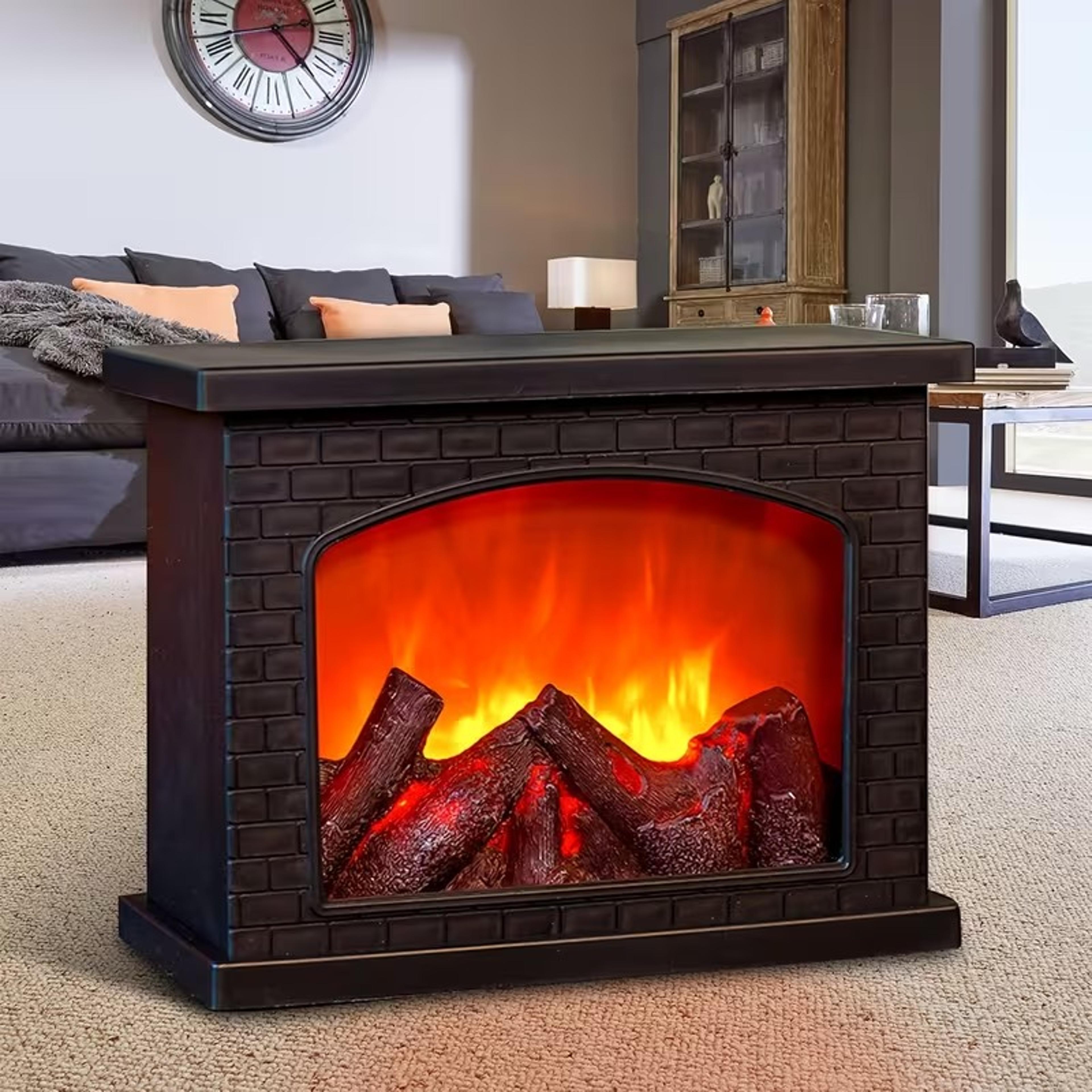 LED Fireplace Lamp With Realistic Flickering Flame  Vintage Battery And USB Powered Tabletop Decor 1