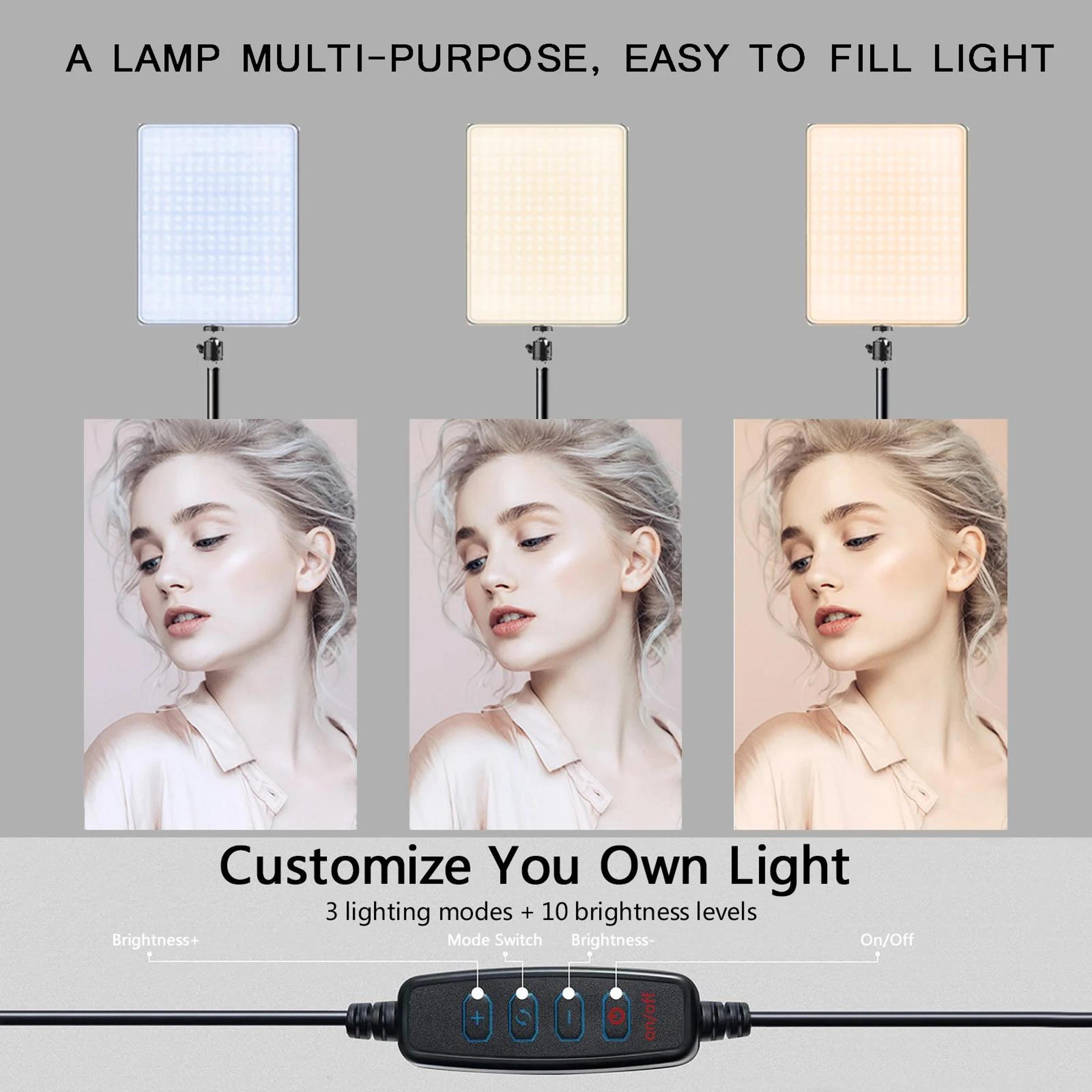 LED Photography Light With Scissor Arm Stand For Video Calls And Live Streaming 2