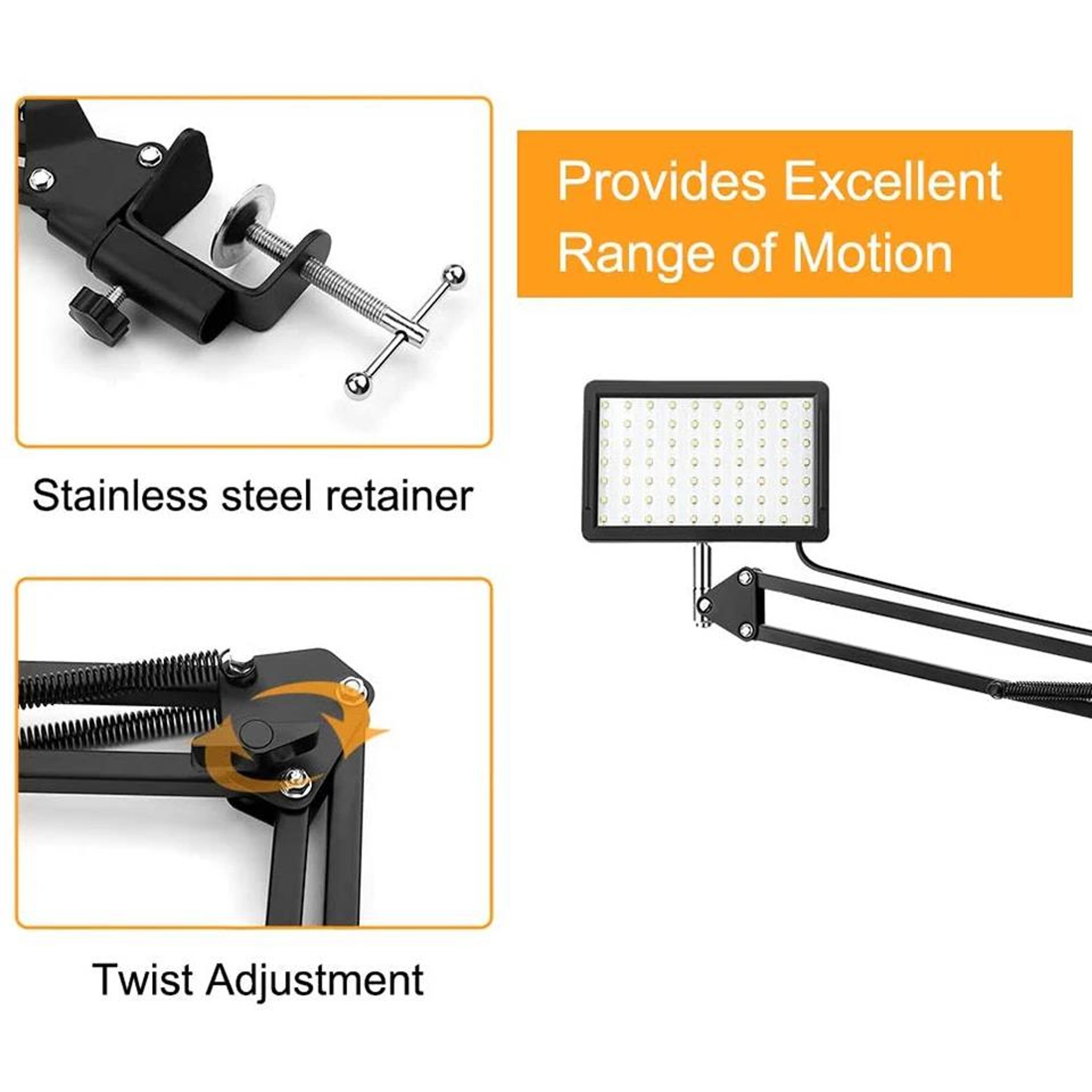 LED Photography Light With Scissor Arm Stand For Video Calls And Live Streaming 4