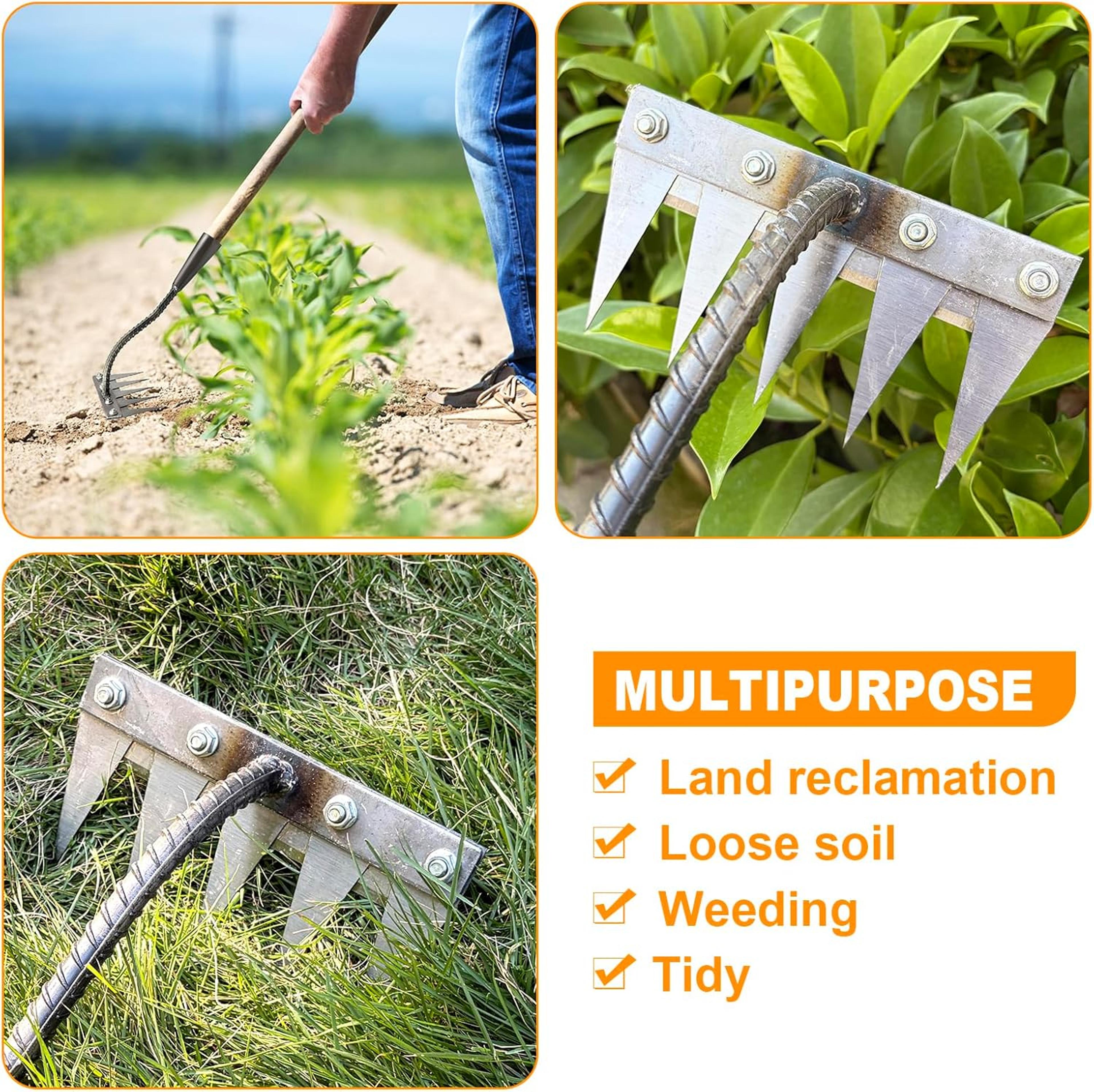 Garden Weeding Rake  Carbon Steel Hand Hoe With 5 To 8 Teeth For Soil Loosening 3