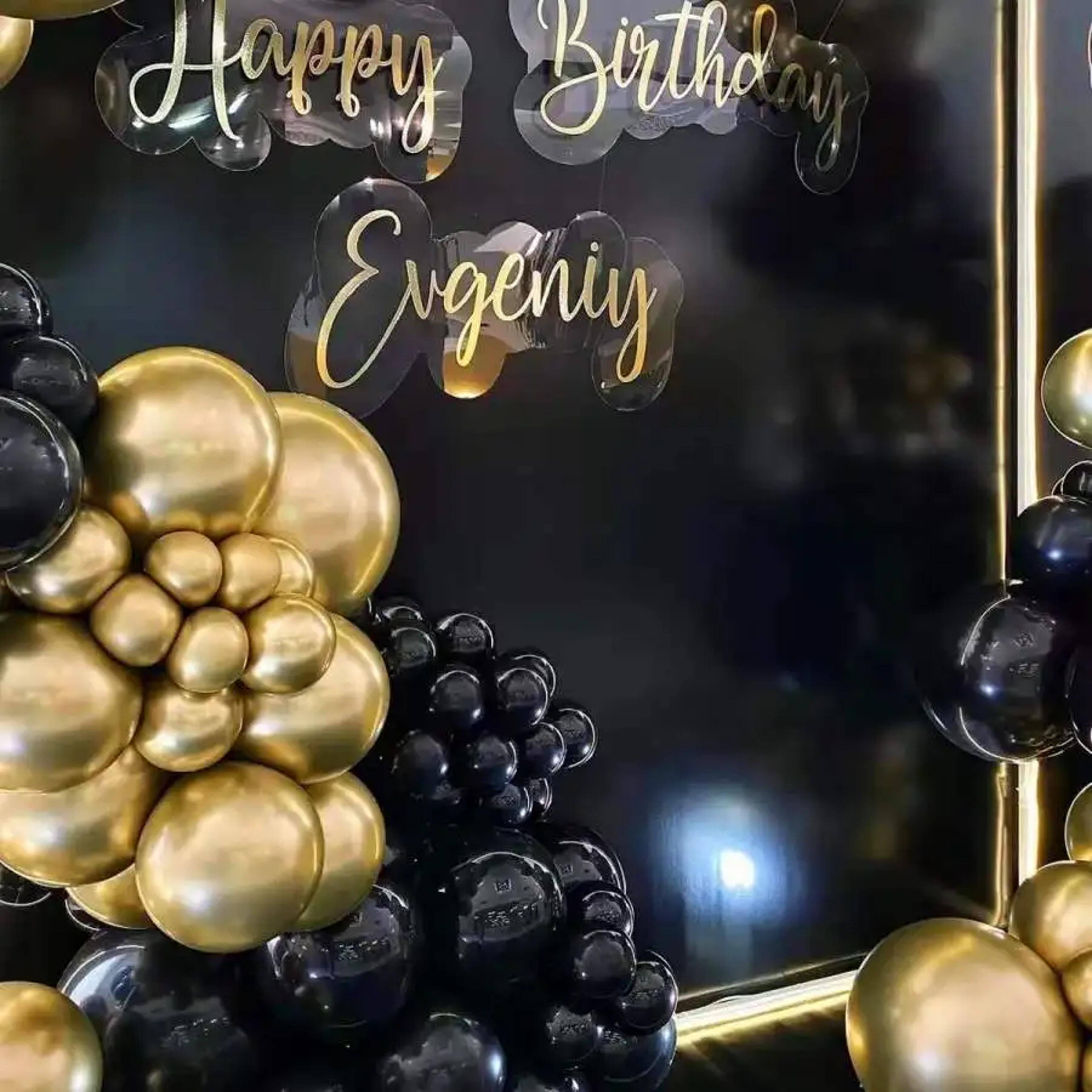 Black And Metallic Gold Latex Balloons For Birthday And Party Decorations 4