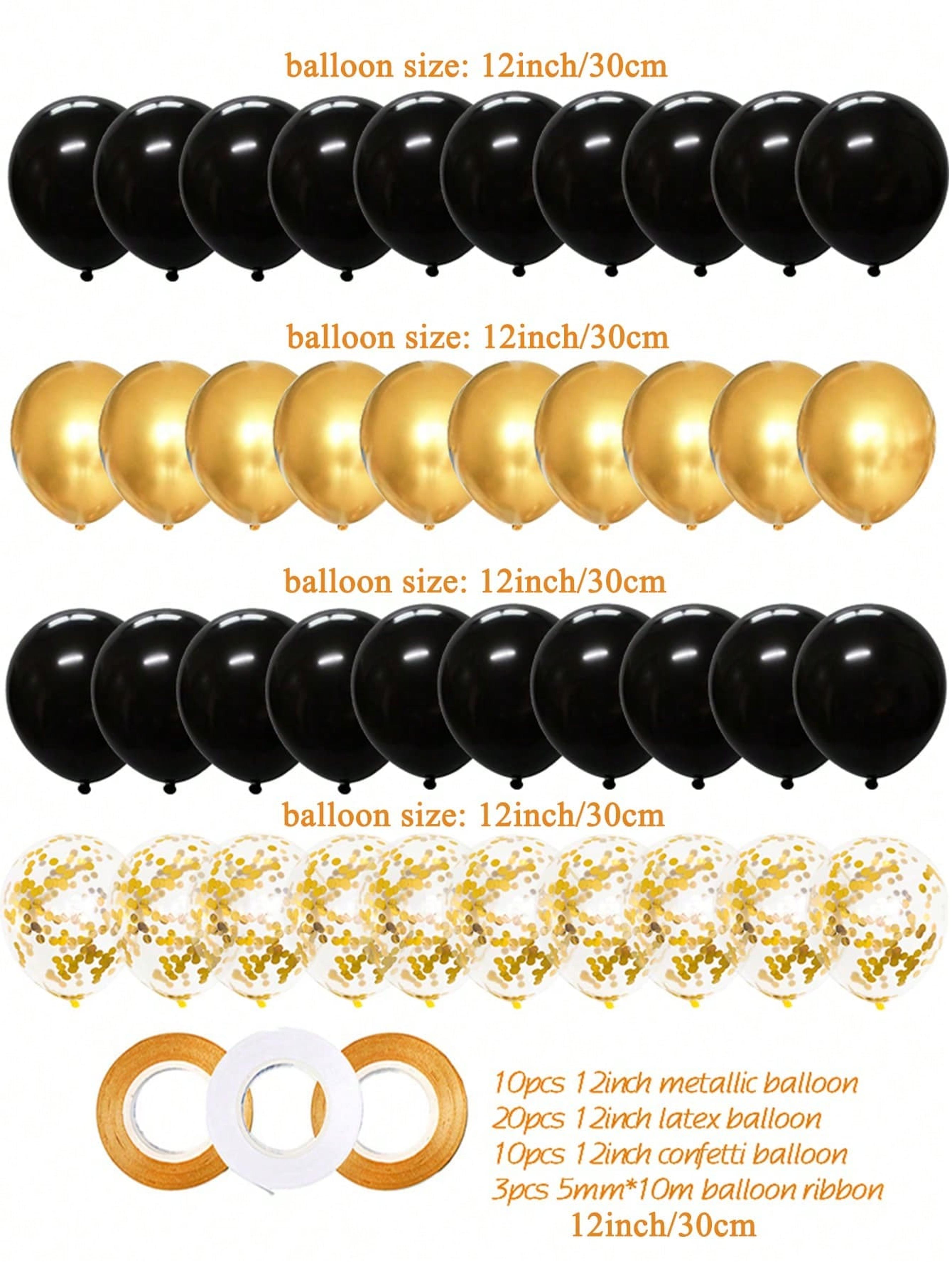 Black And Metallic Gold Latex Balloons For Birthday And Party Decorations 6