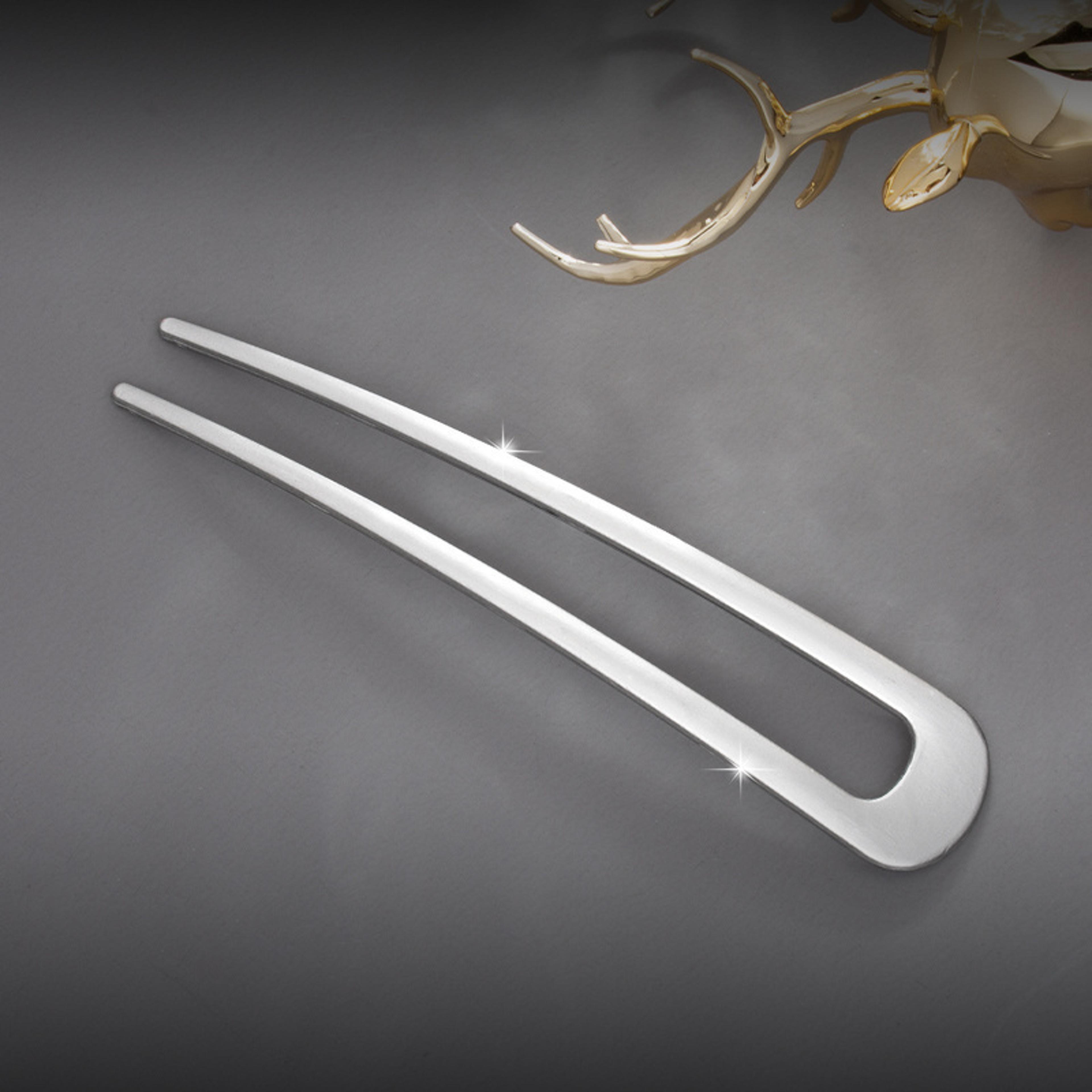 Elegant U Shape Hair Stick With Shell Enamel Geometric Design 12