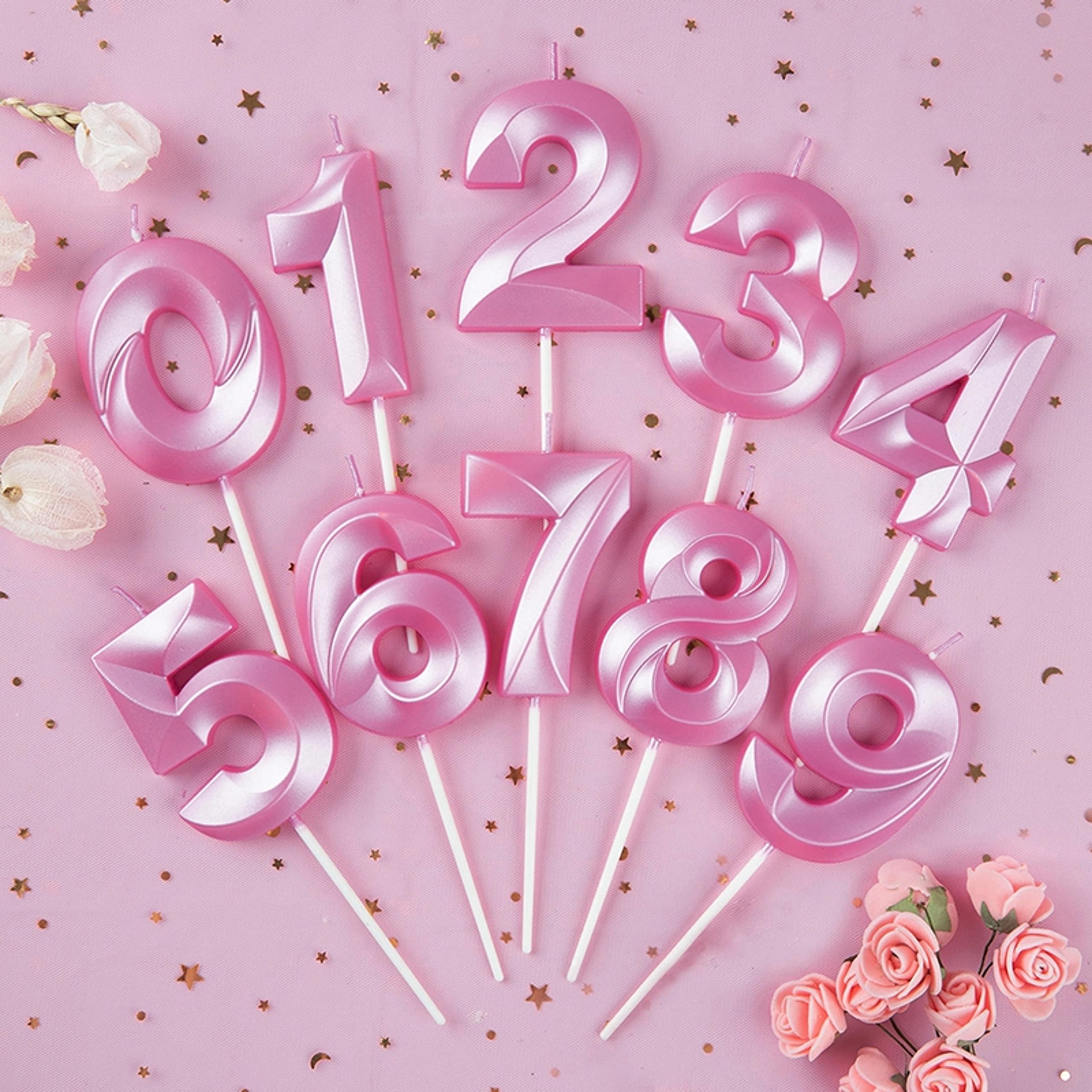 3D Birthday Number Candles In Blue And Pink For Cake Decorations 3