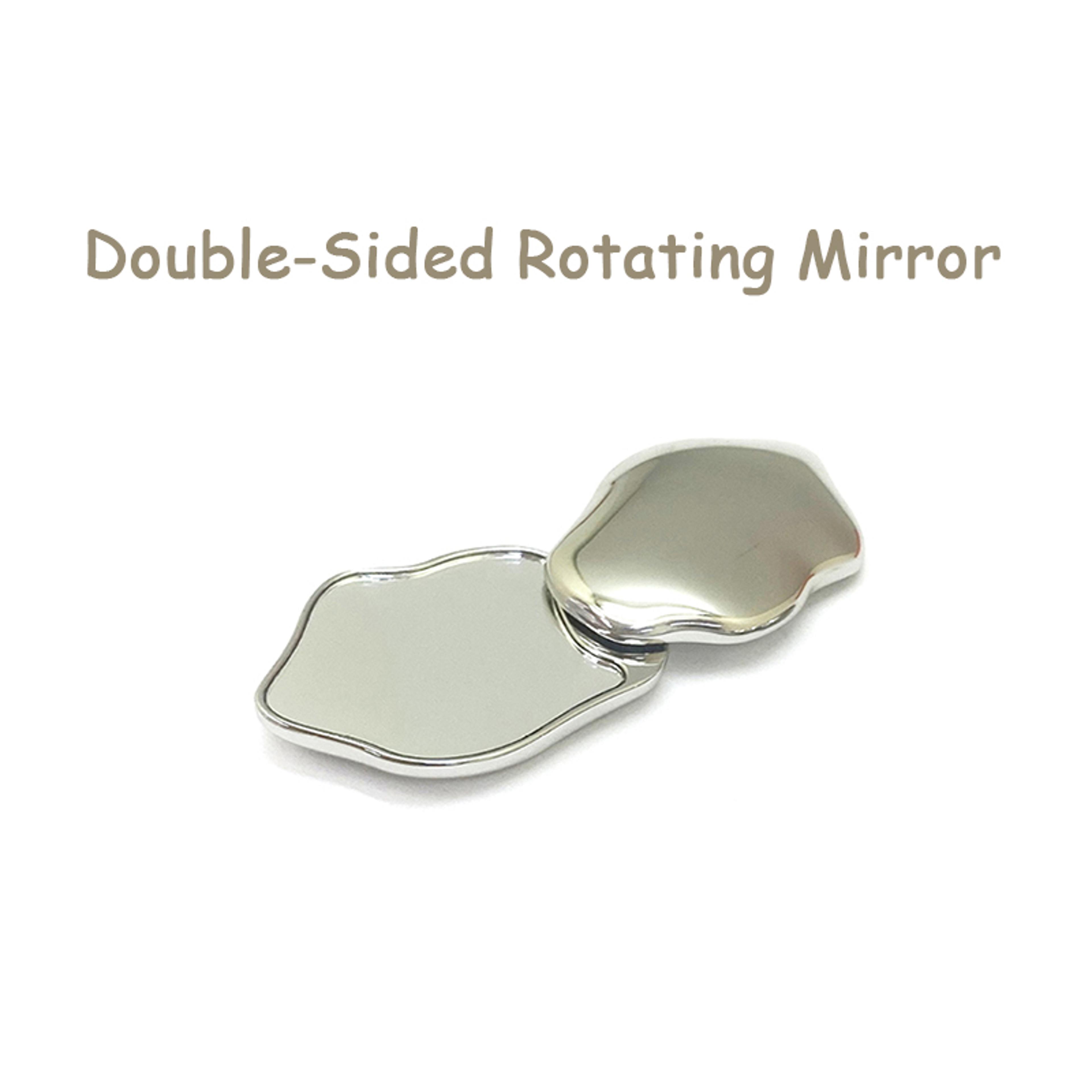 HeartShaped DoubleSided Makeup Mirror  Mini Portable Rotating Compact Mirror 1