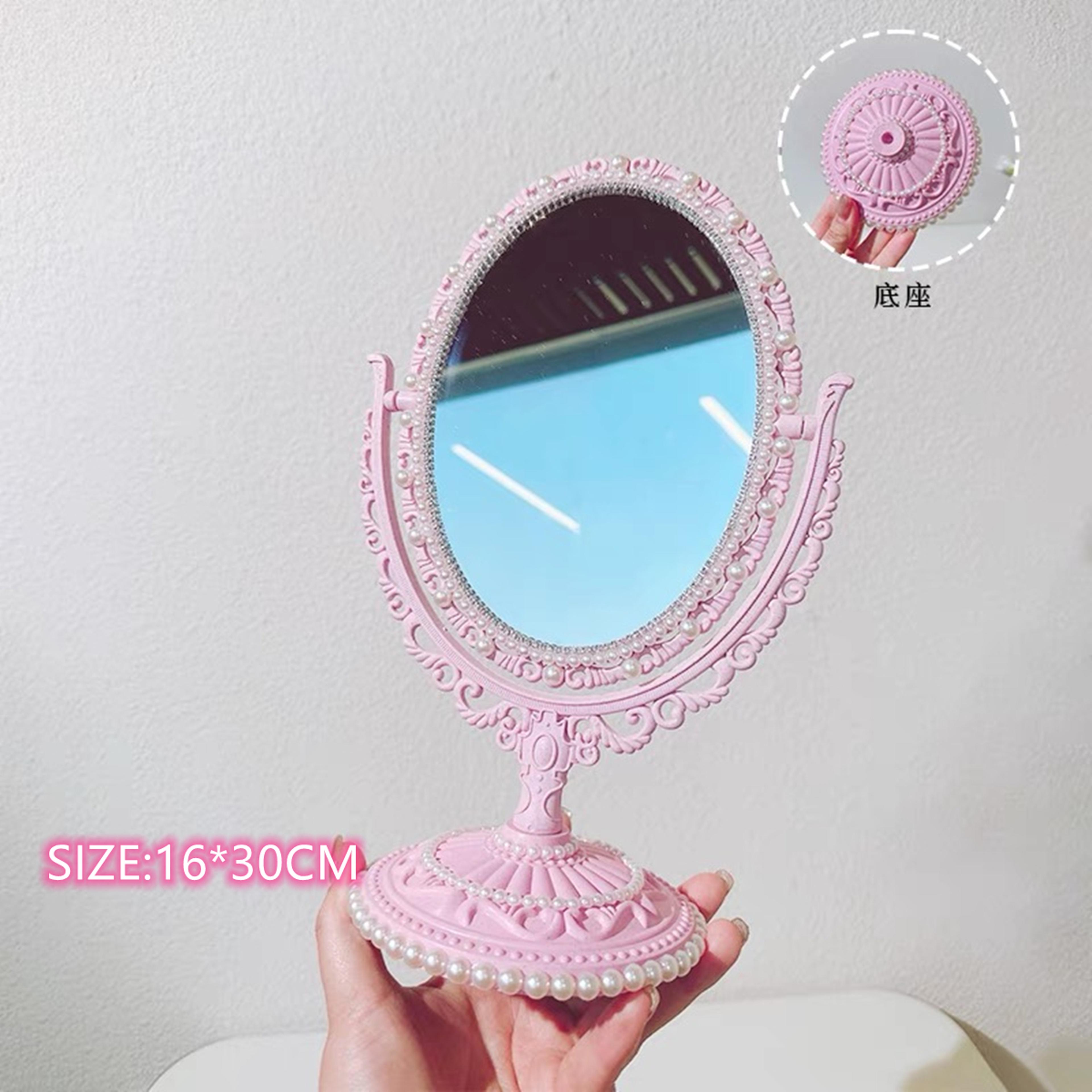 Heart Shaped Rotating Makeup Mirror For Desktop Vanity And Travel 2