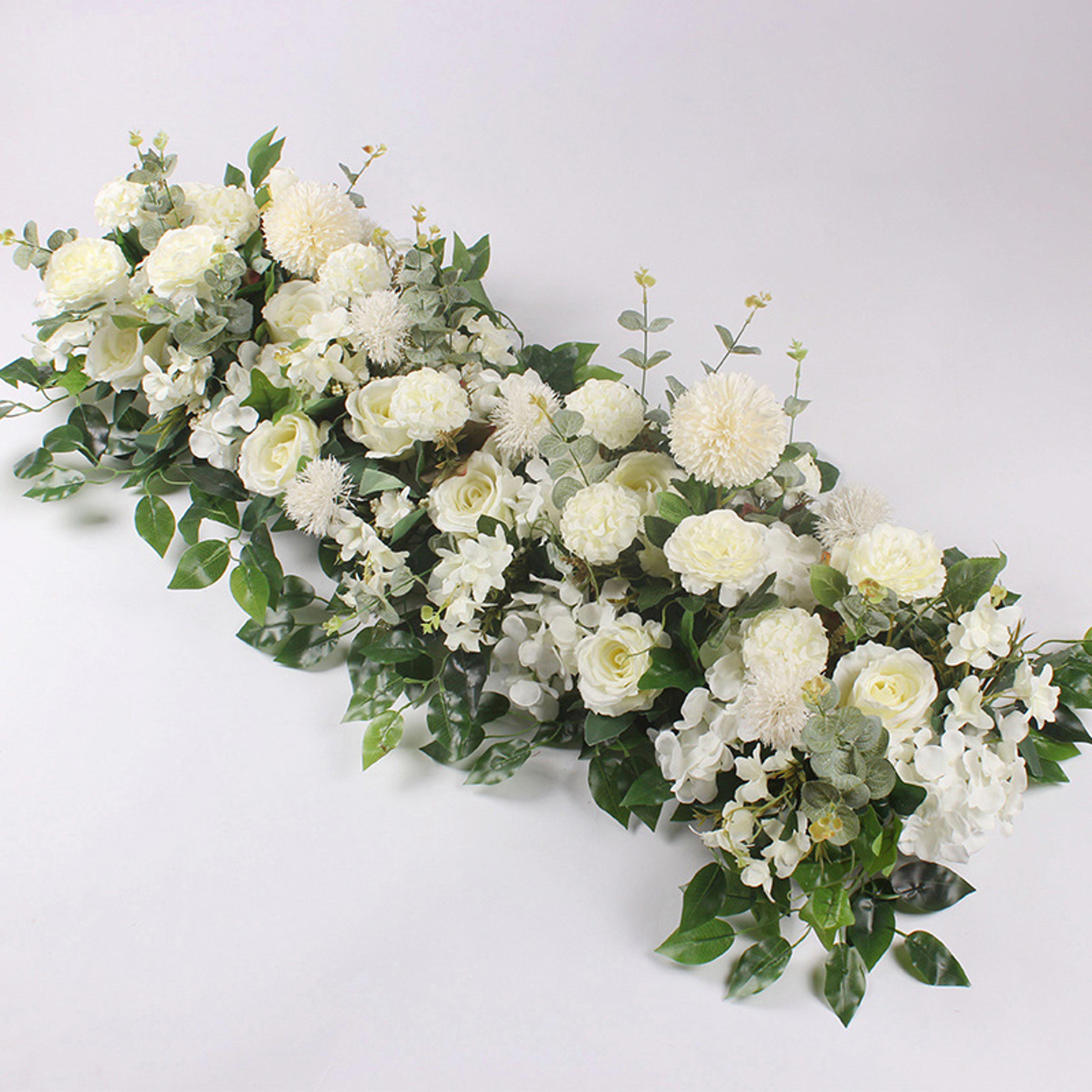 artificial wedding flower garland with silk peonies and roses for arch and wall decor