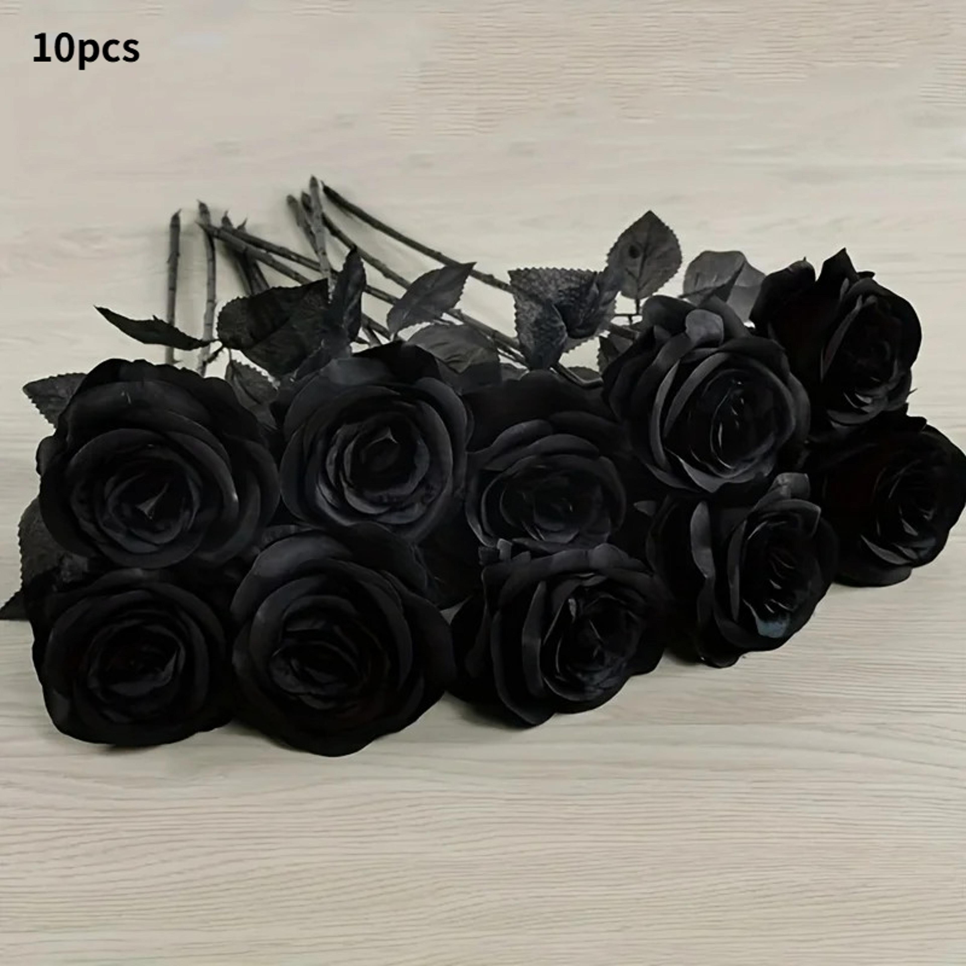 Artificial Black Roses With Long Stems For Halloween And Wedding Decor 7