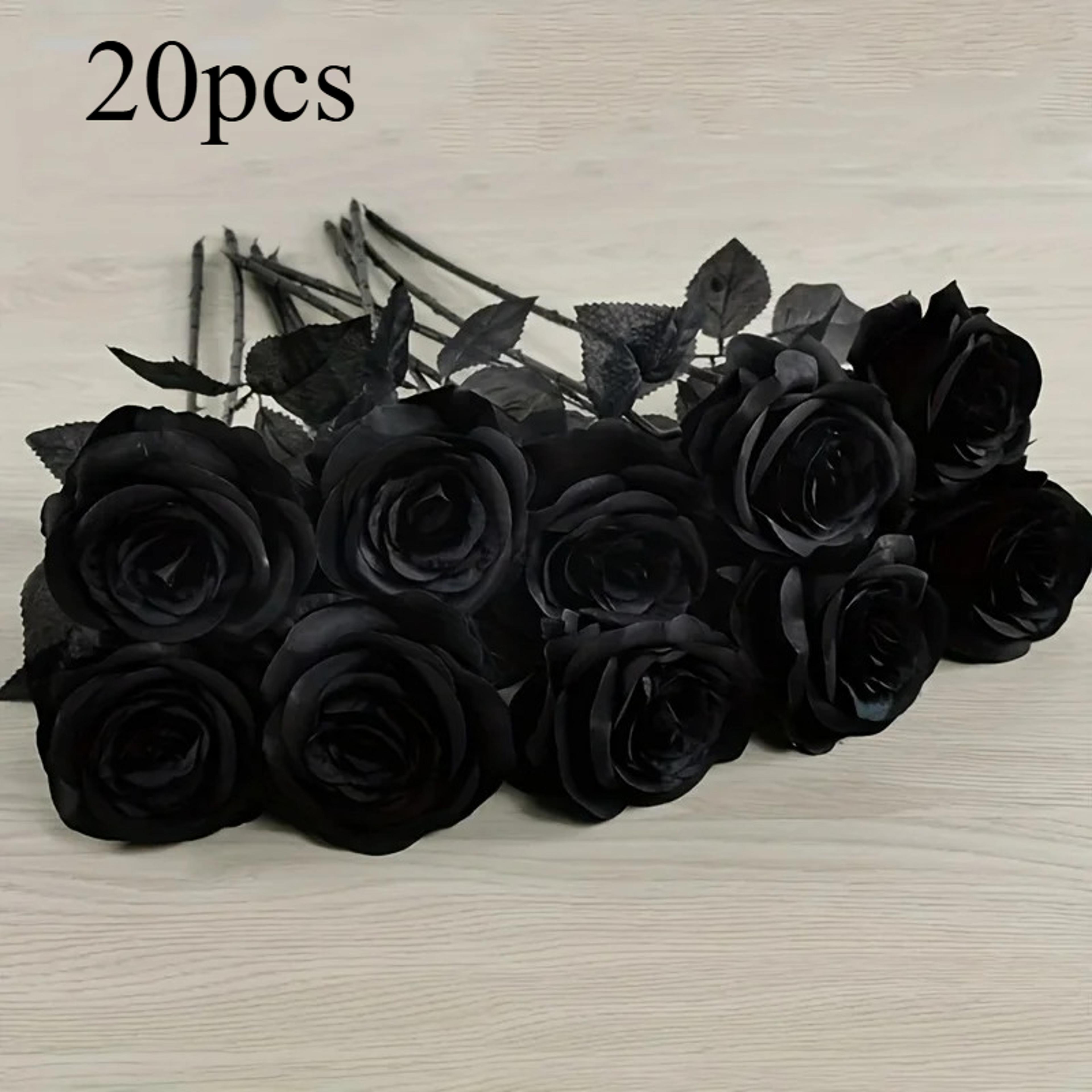 Artificial Black Roses With Long Stems For Halloween And Wedding Decor 9