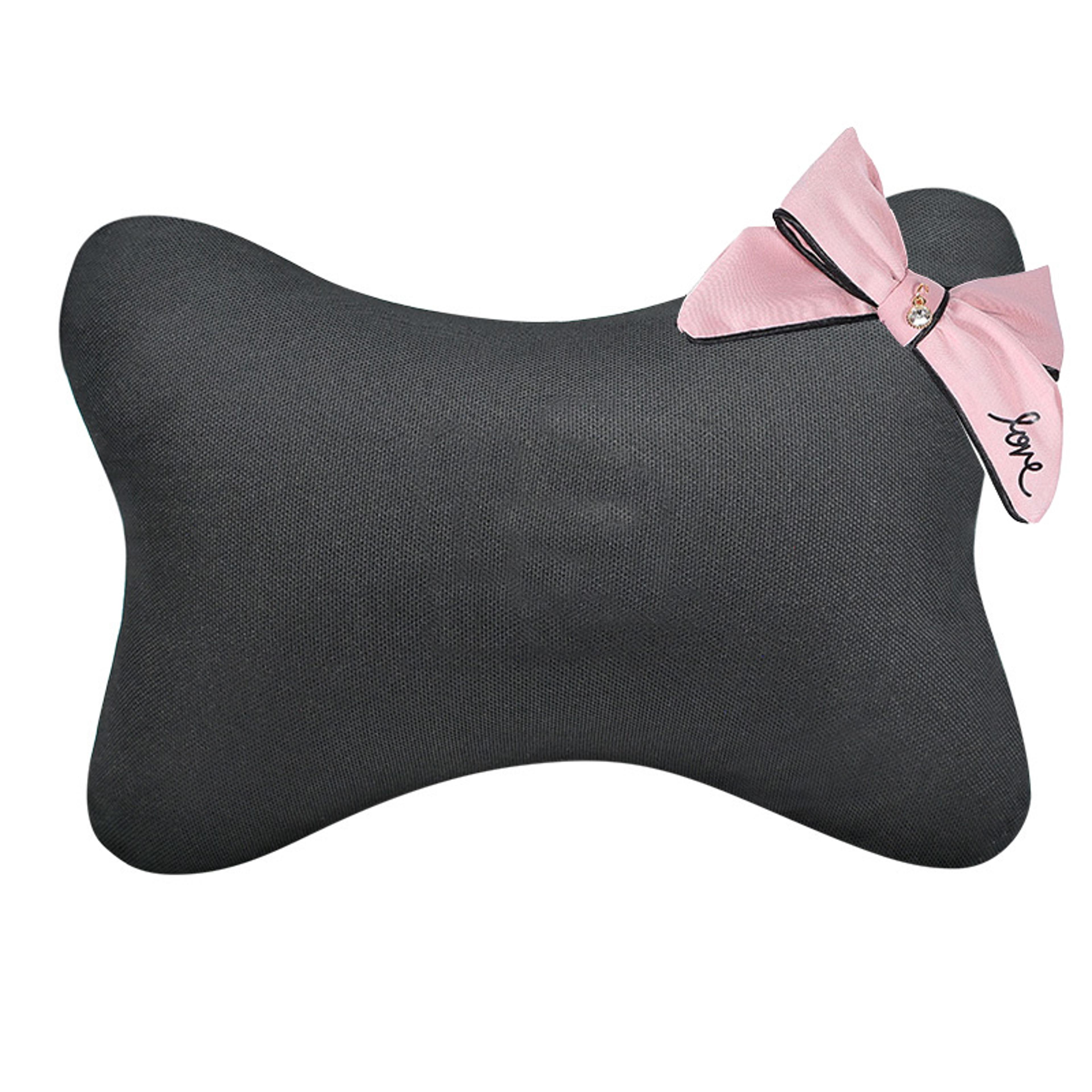 Pink Bow Car Neck Pillow With Ice Silk Fabric And Synthetic Fiber Filling 6