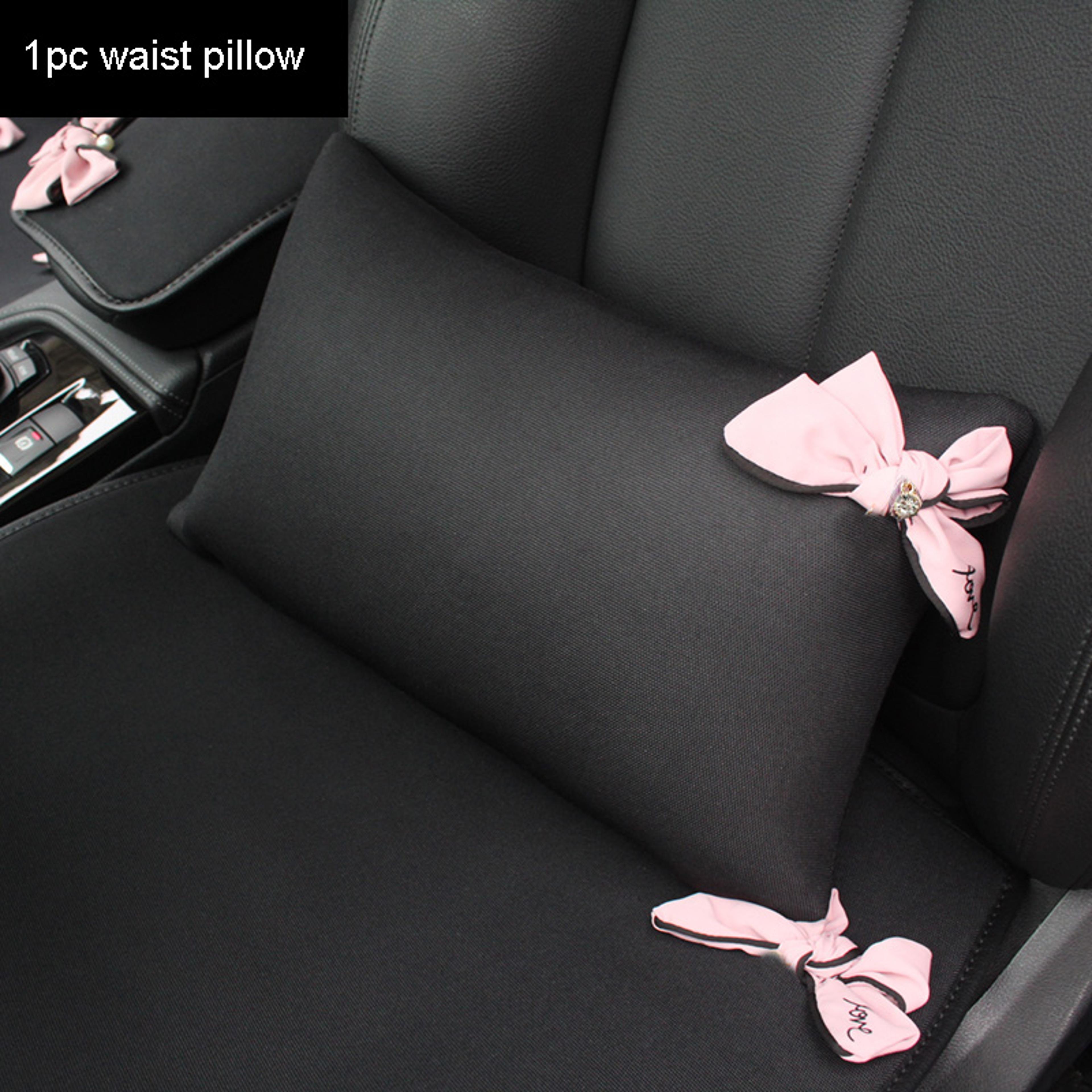 Pink Bow Car Neck Pillow With Ice Silk Fabric And Synthetic Fiber Filling 8