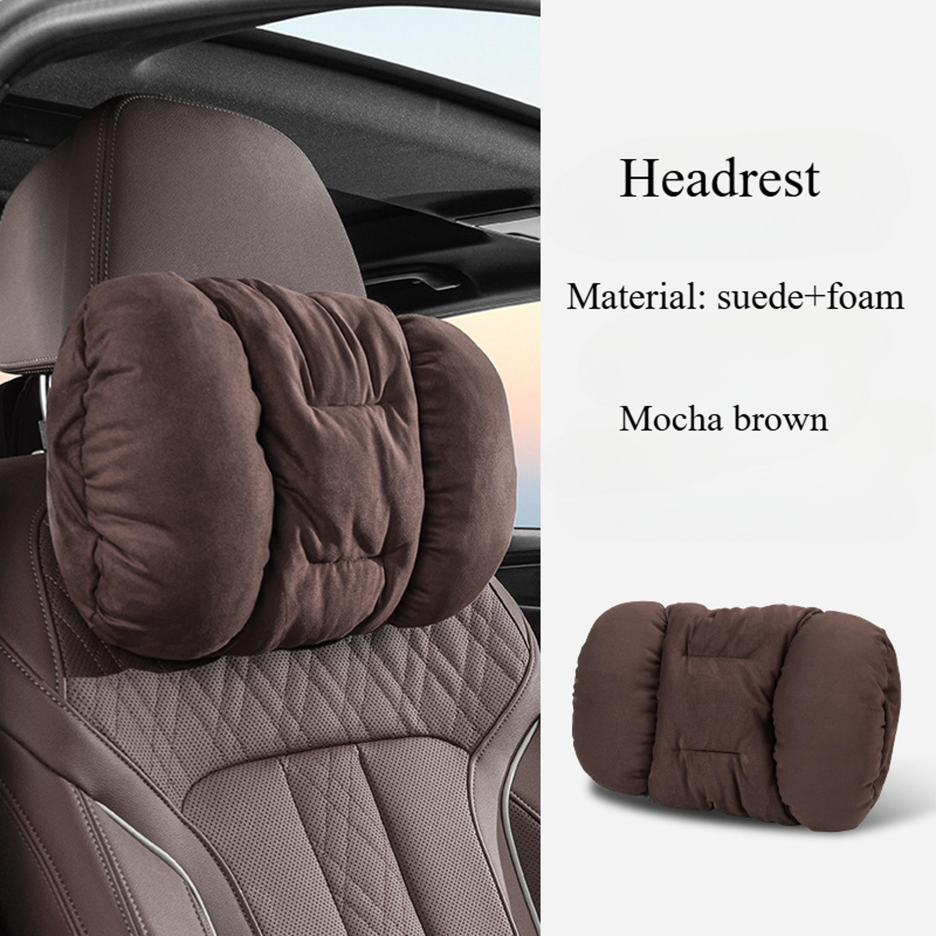 Plush Car Headrest Pillow With Soft Suede Neck Support Cushion 1