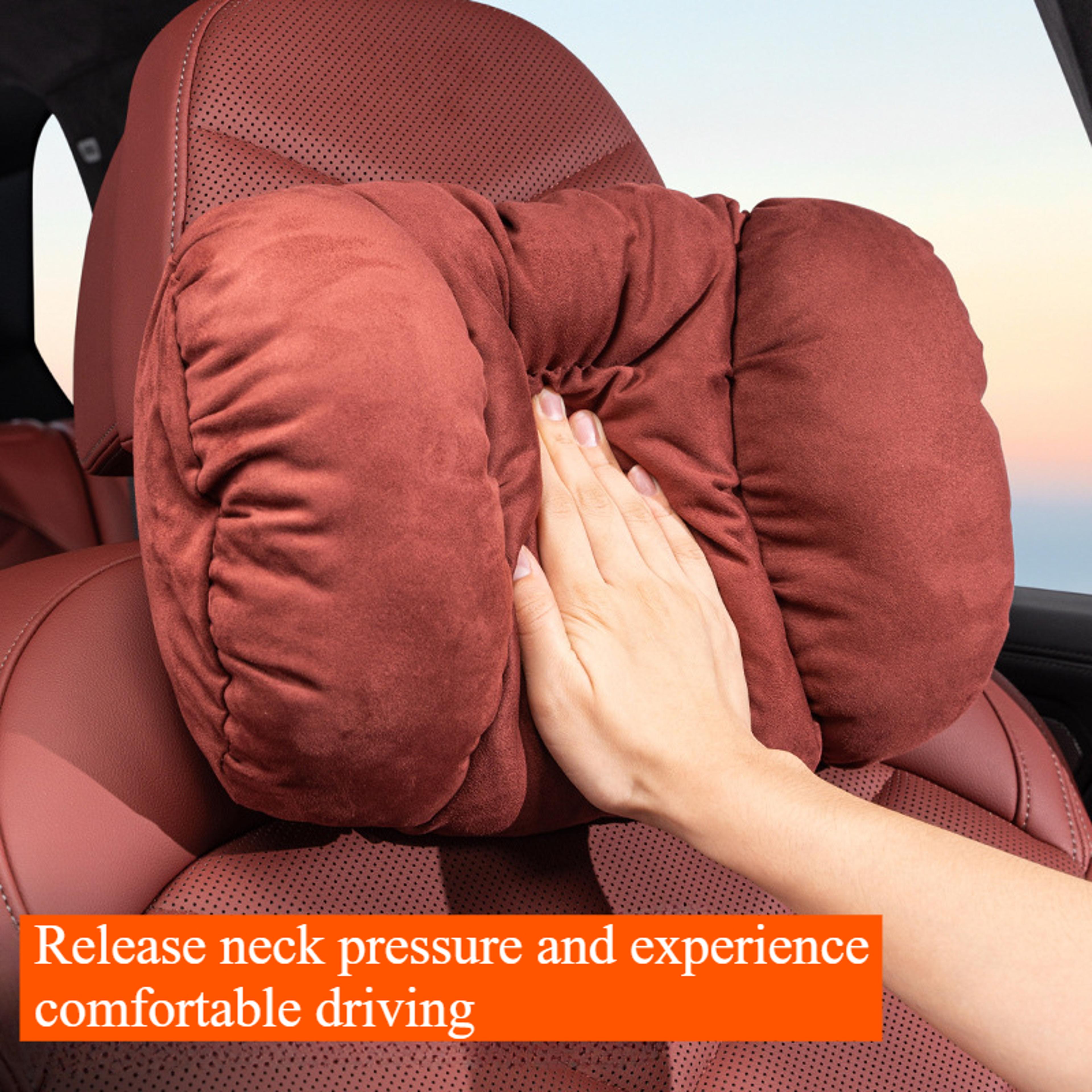 Plush Car Headrest Pillow With Soft Suede Neck Support Cushion 5