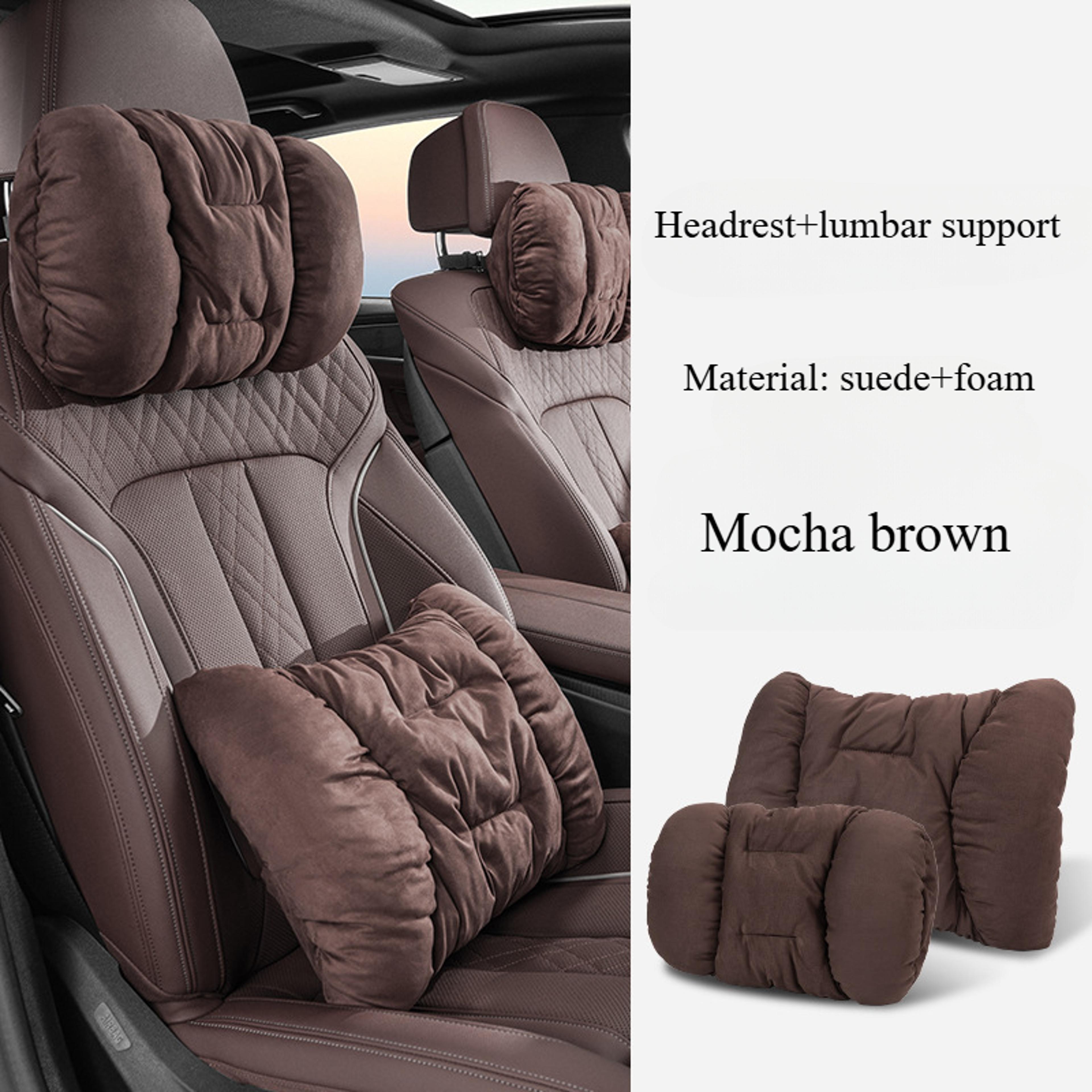 Plush Car Headrest Pillow With Soft Suede Neck Support Cushion 7