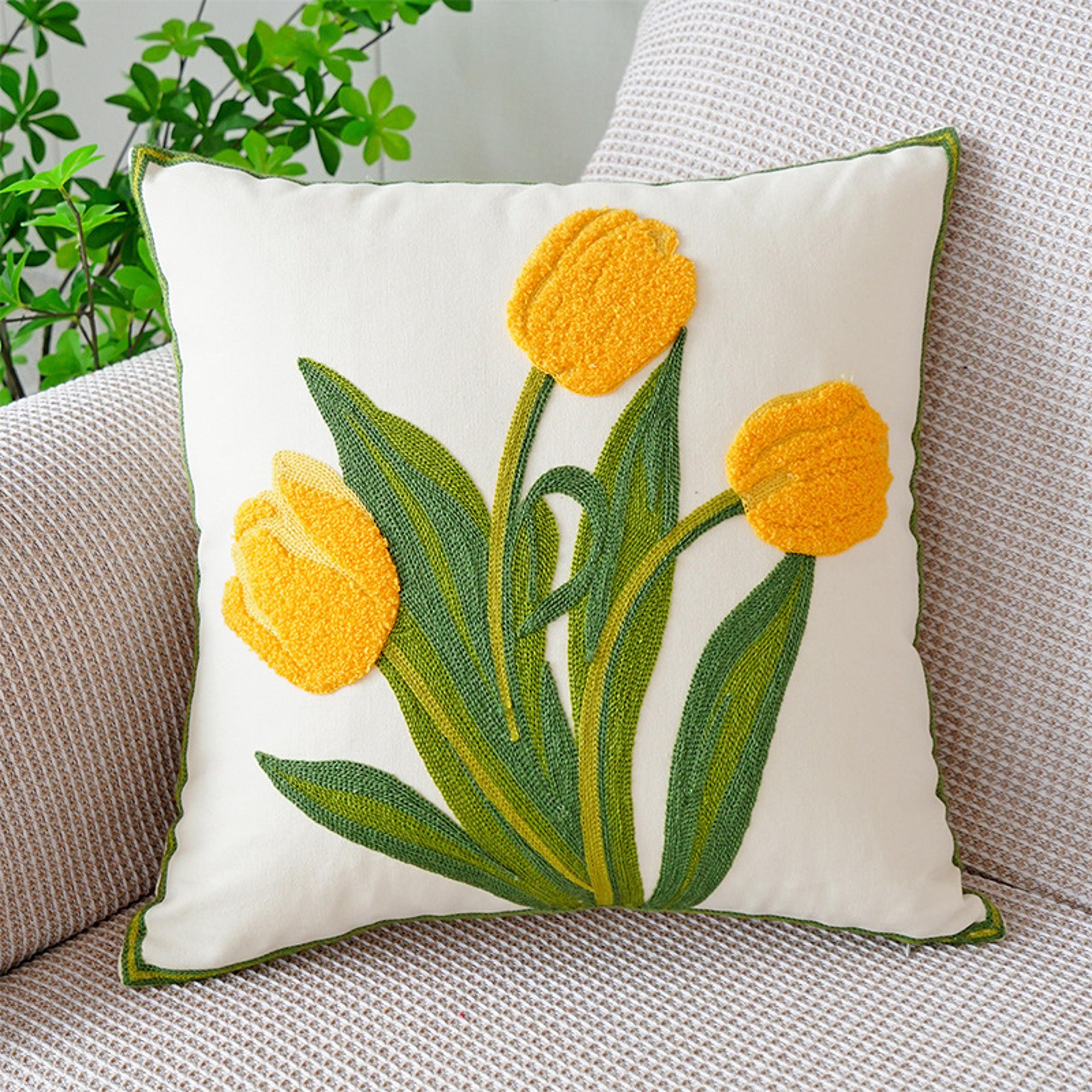 Tulip Decorative Throw Pillow Soft Terry Cloth Sofa And Bed Cushion 10