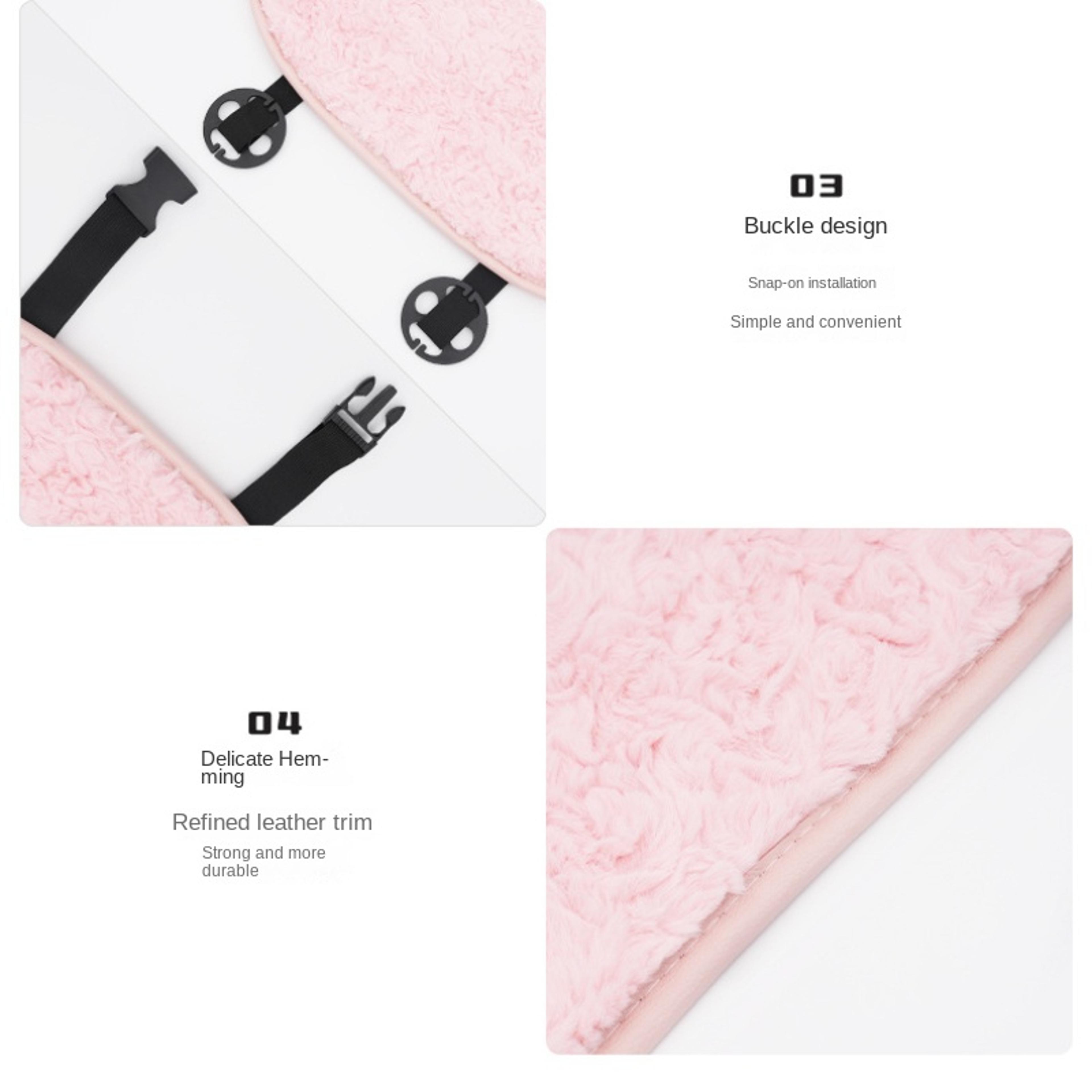 Rose Pink Plush Car Seat Cushion Set For Autumn And Winter 4