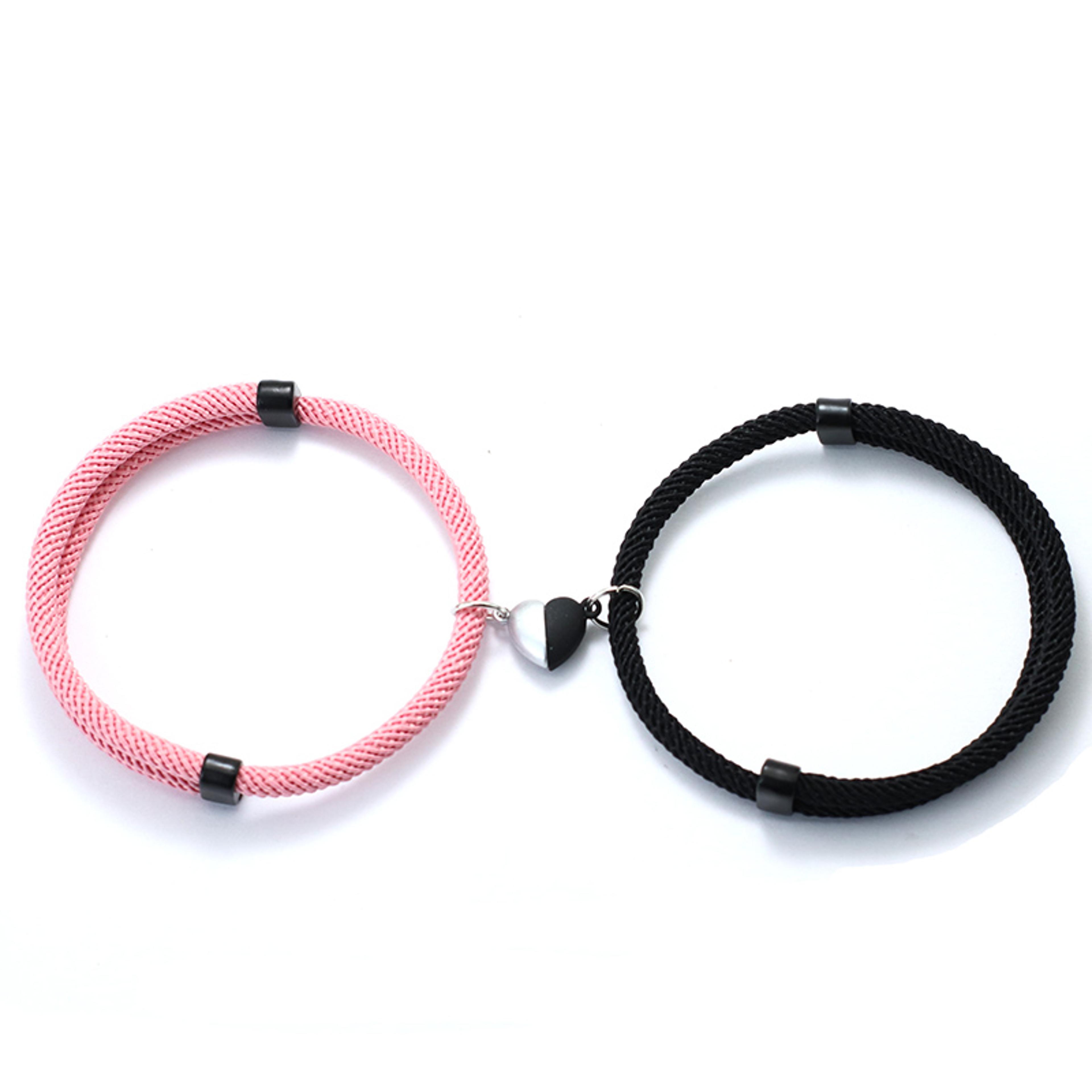 Matching Couple Heart Magnetic Bracelets Adjustable 2Piece Set 4