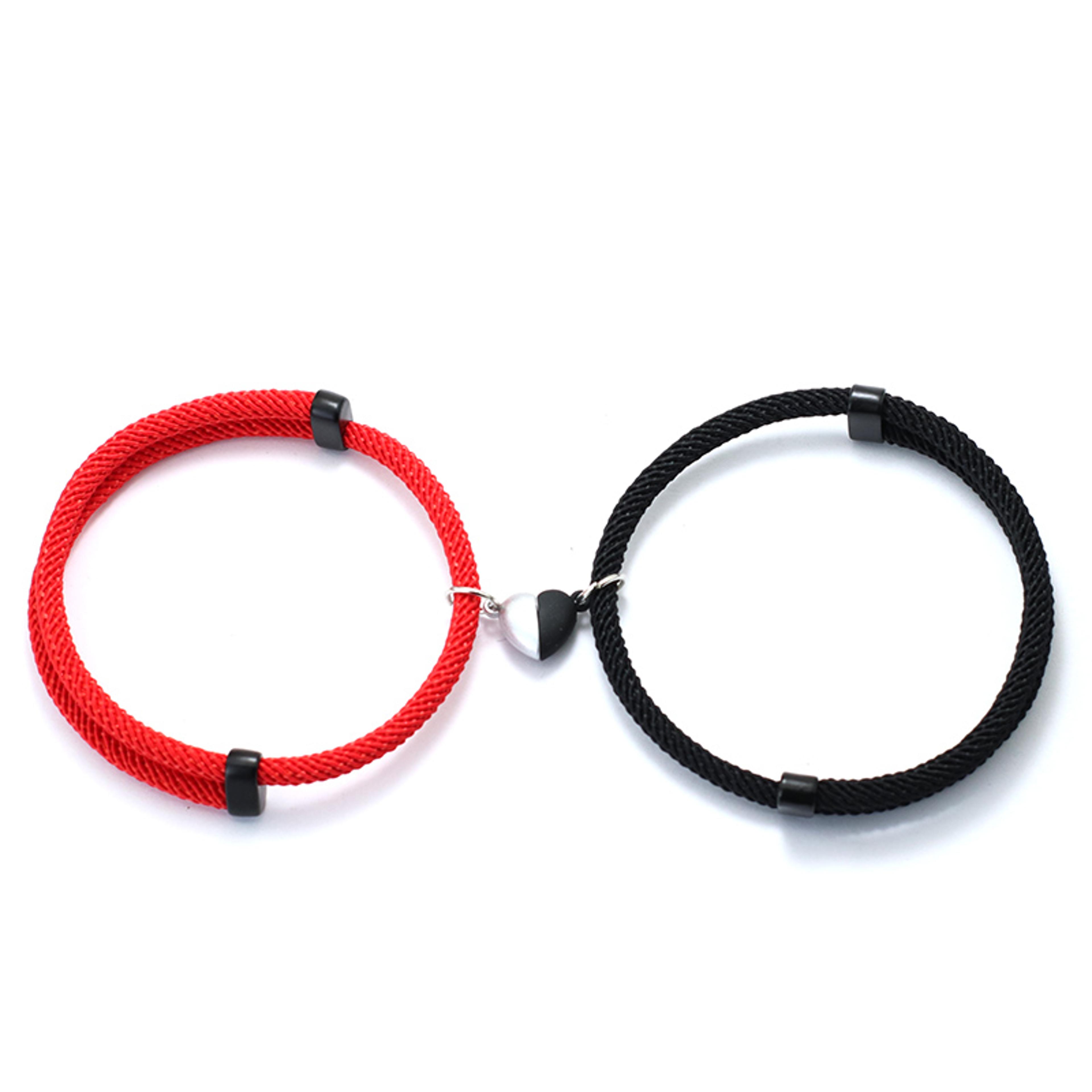 Matching Couple Heart Magnetic Bracelets Adjustable 2Piece Set 1