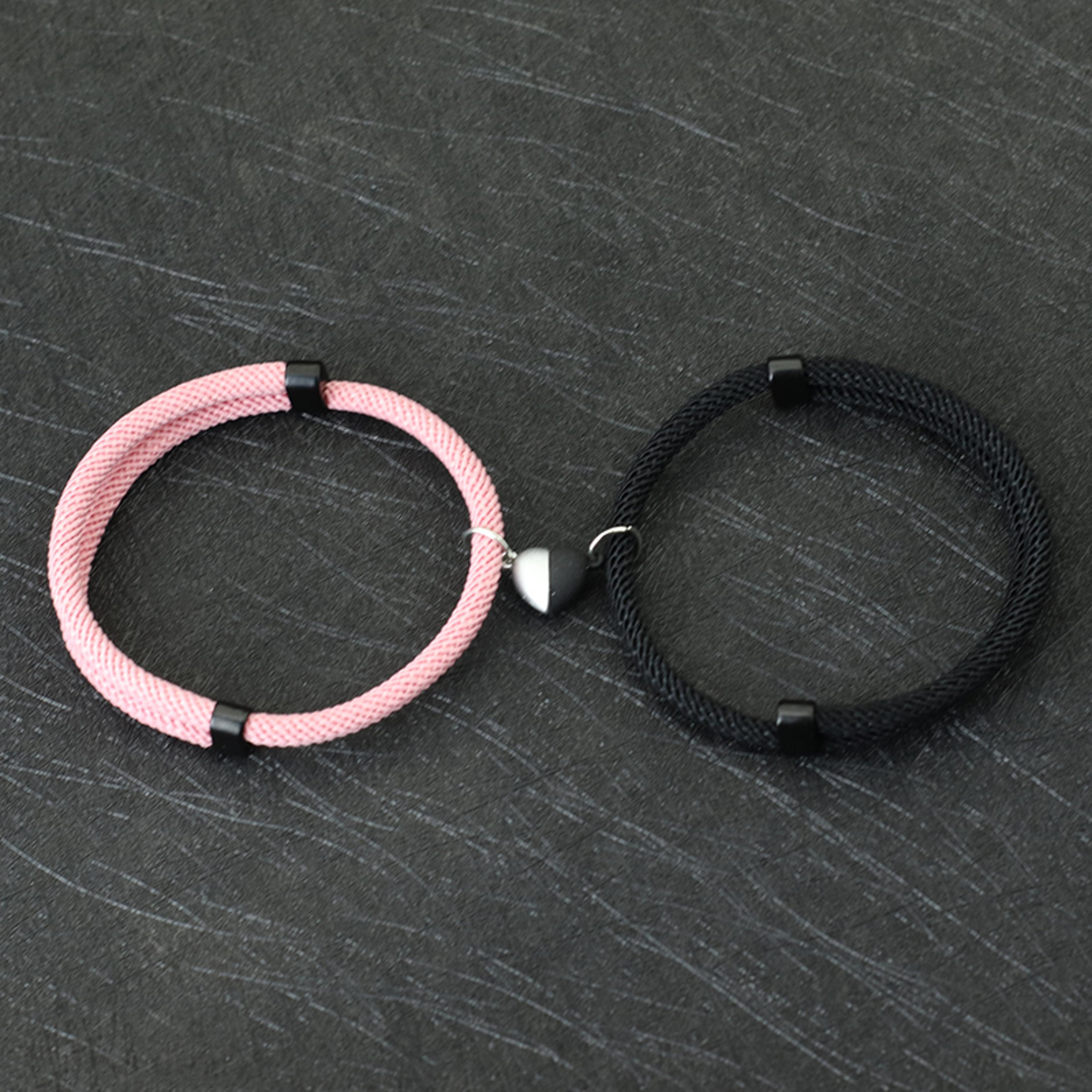 Matching Couple Heart Magnetic Bracelets Adjustable 2Piece Set 11