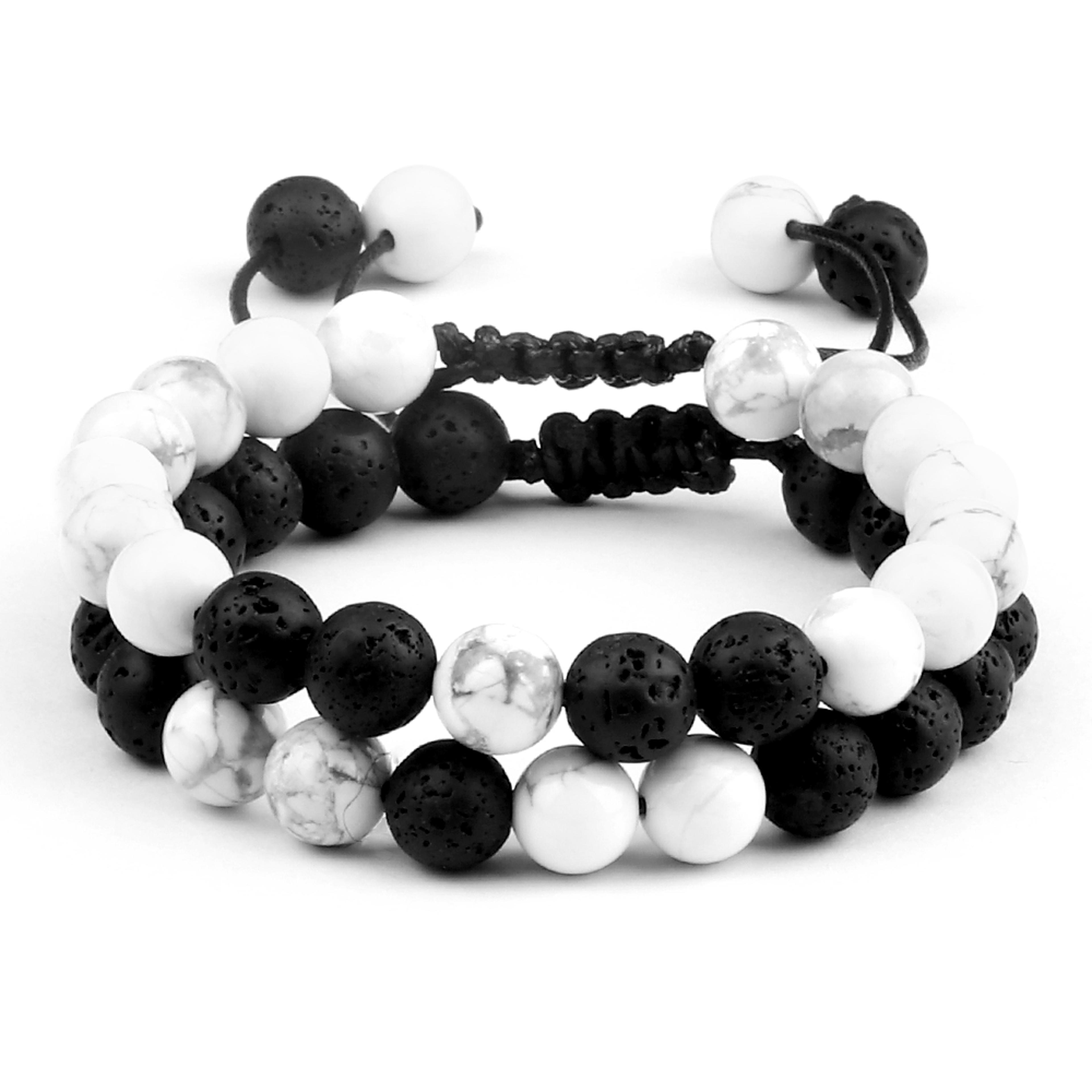 8mm Black Lava Bead Bracelet With Tiger Eye Stones And Adjustable Braided Rope 9