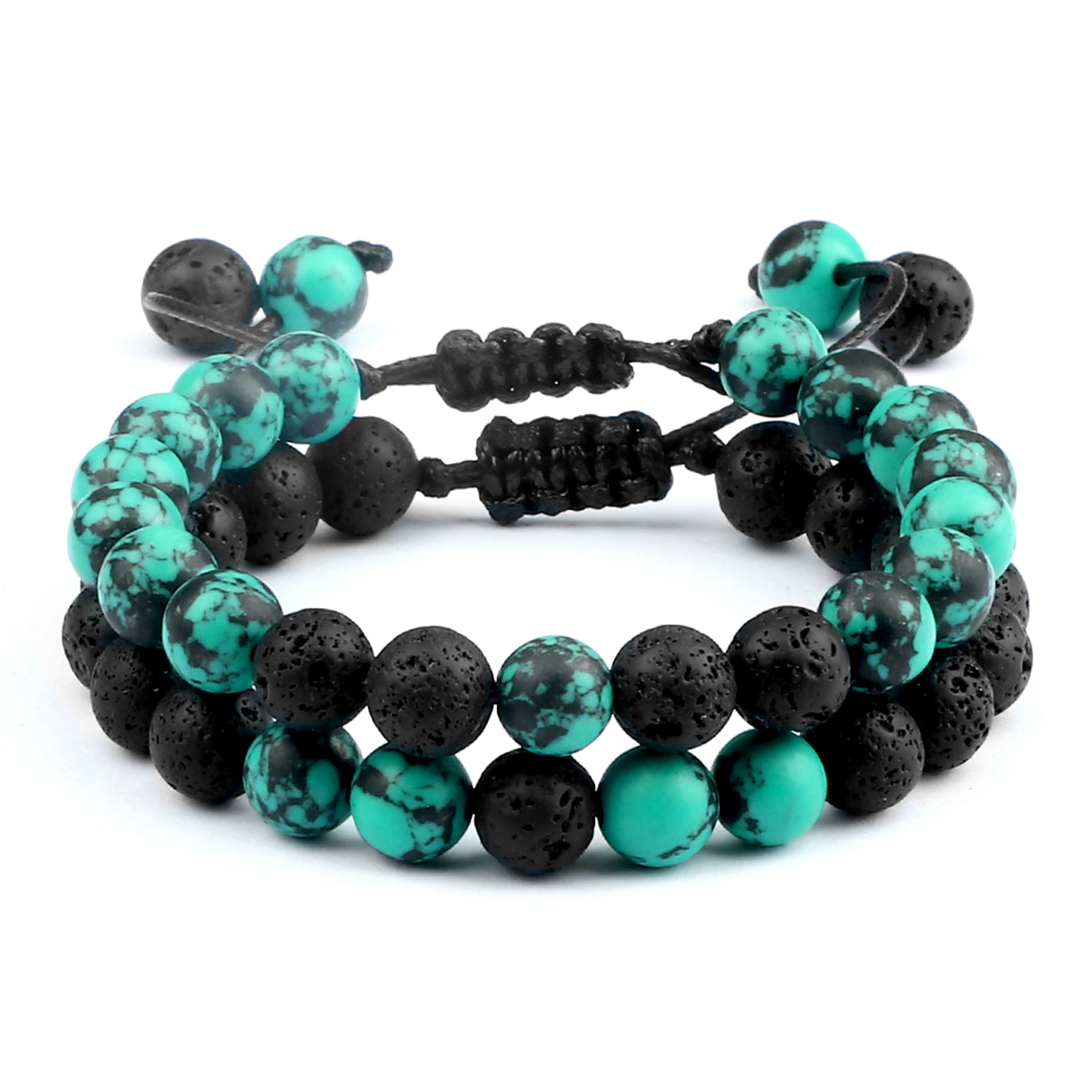 8mm Black Lava Bead Bracelet With Tiger Eye Stones And Adjustable Braided Rope 31