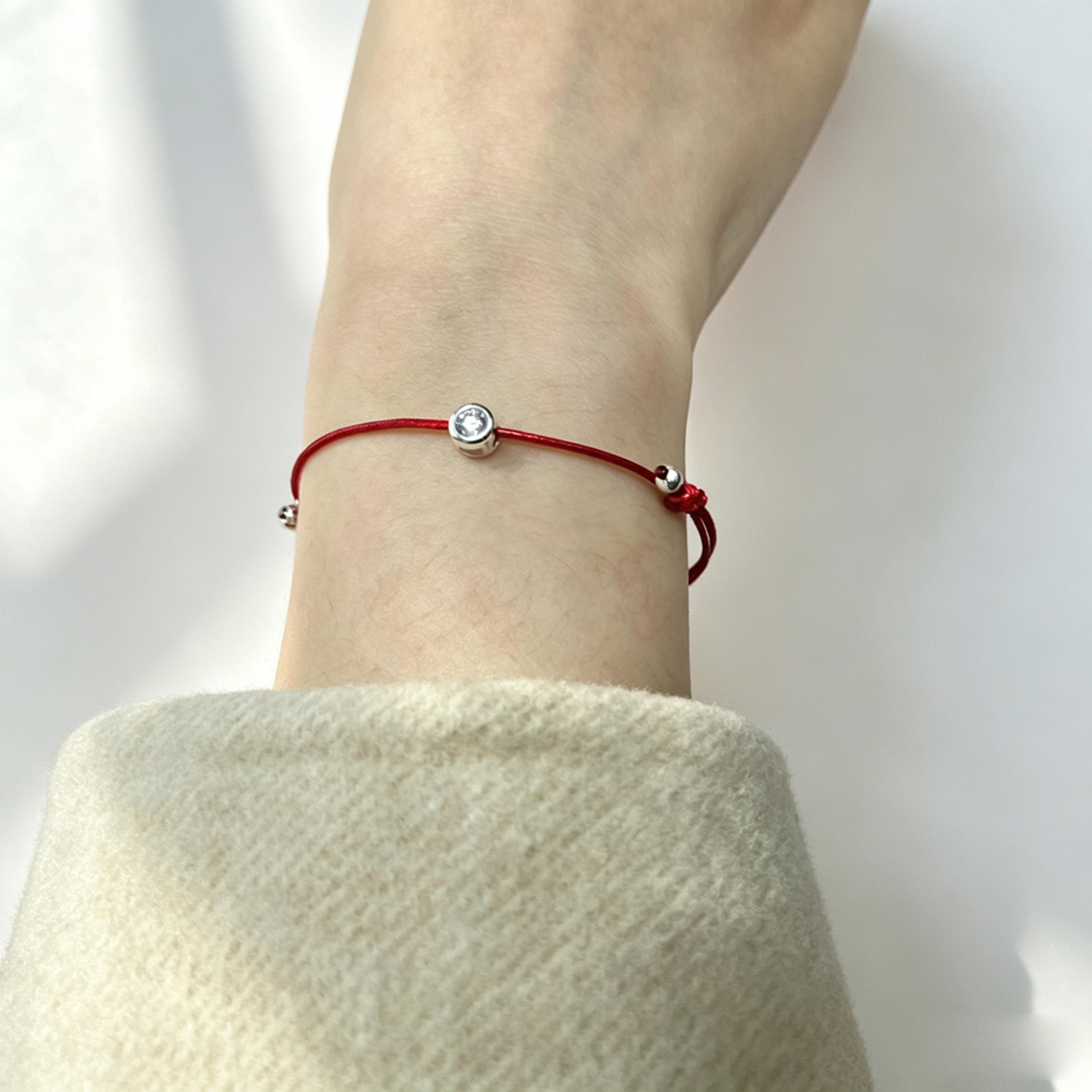 925 Sterling Silver Red Thread Bracelet For Women Adjustable Minimalist Jewelry 4