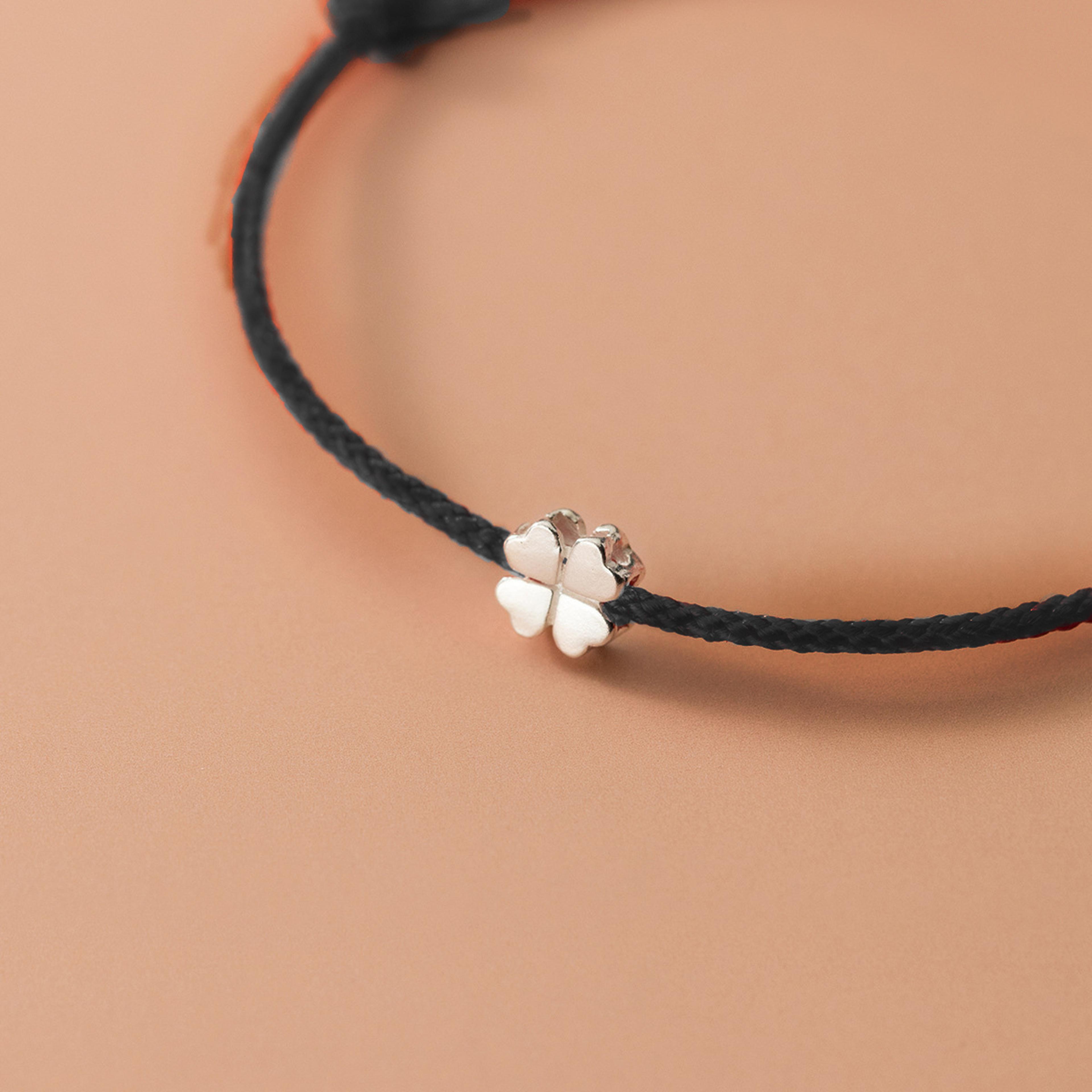 925 Sterling Silver Red Rope Flower Bracelet For Women 5
