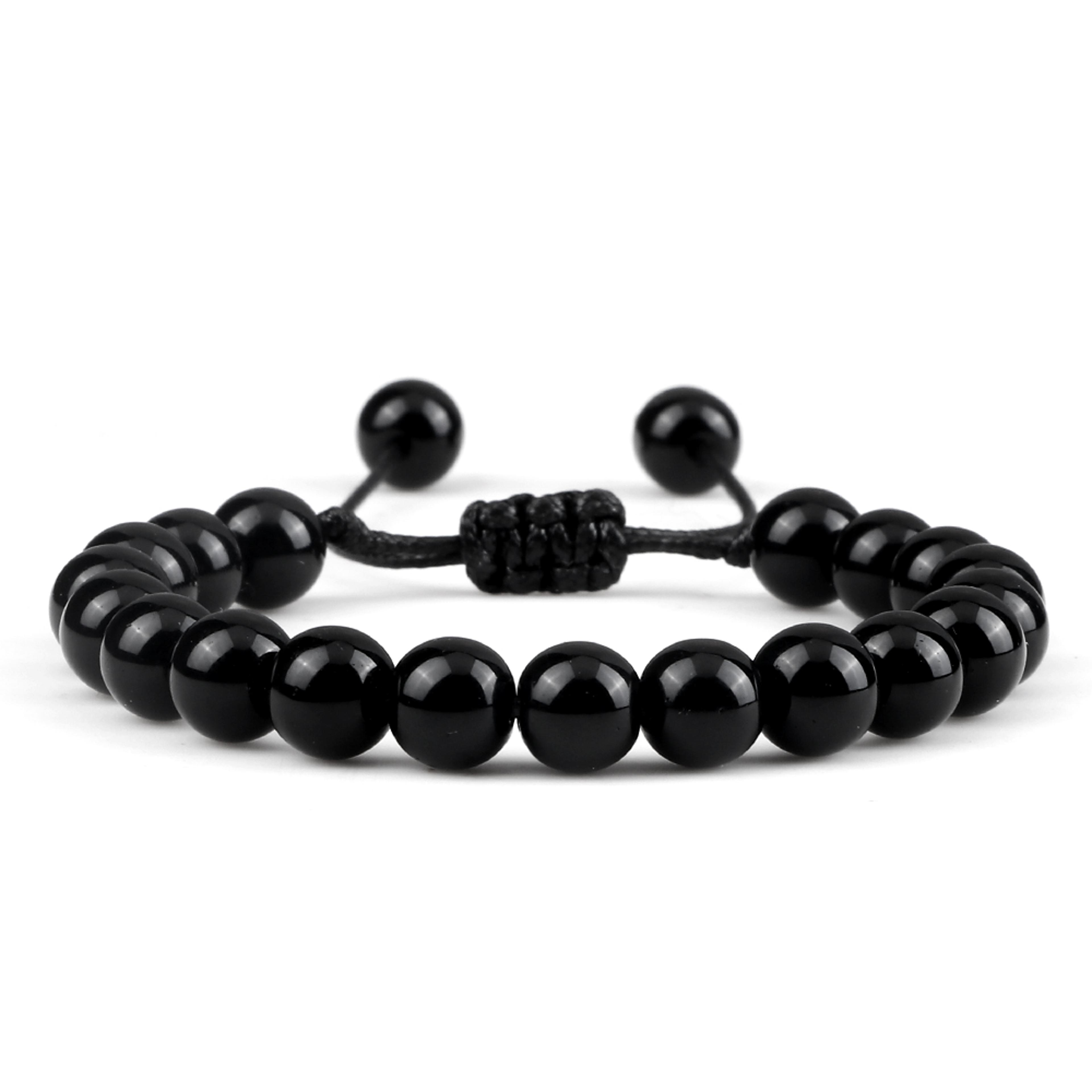 Adjustable Couples Bracelets With 8mm Beads And Braided Macrame Design 22