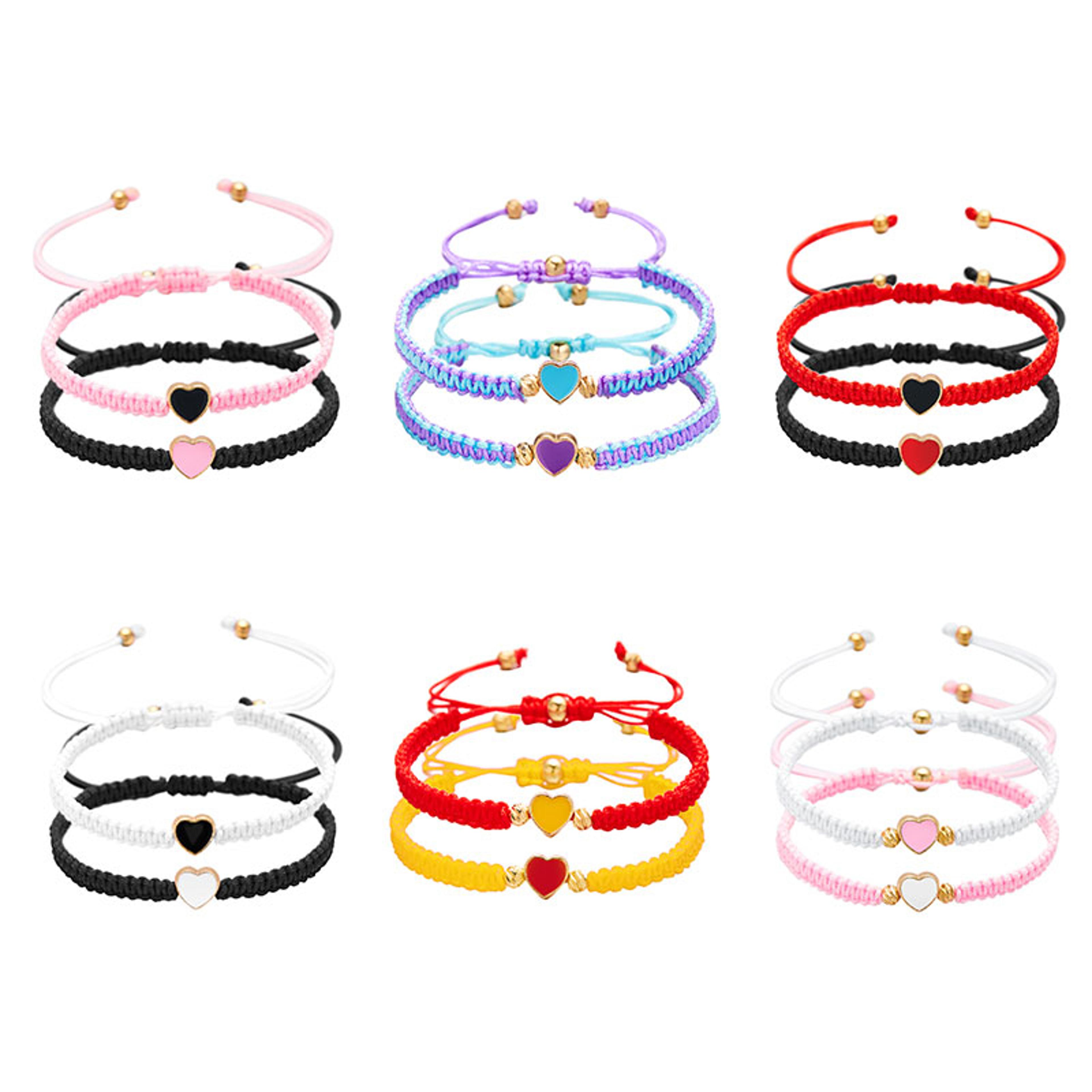 Heart Matching Bracelets For Couples And Friends  2 Piece Handwoven Set 4