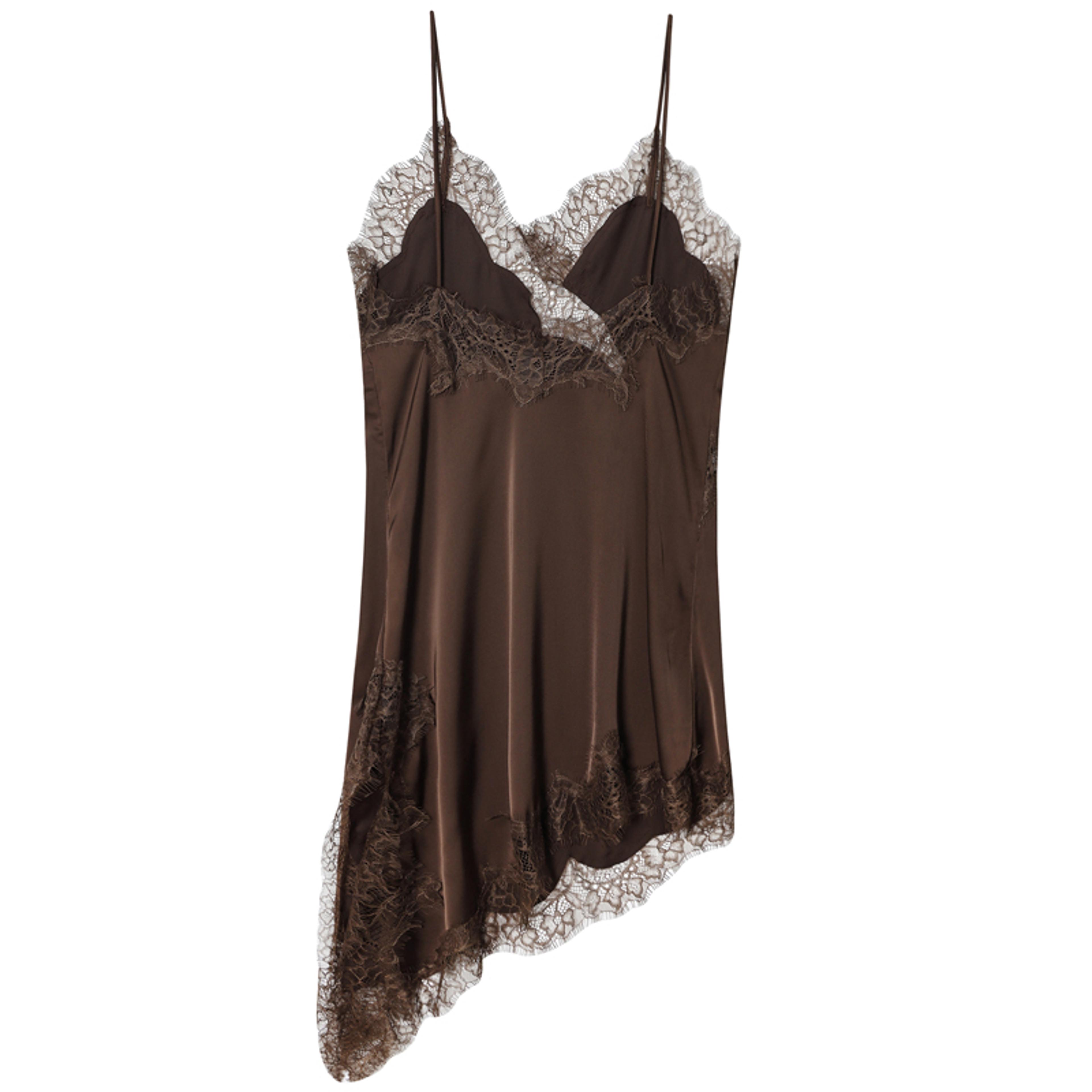 Womens Asymmetrical Lace Slip Mini Dress With VNeck And Backless Design 3