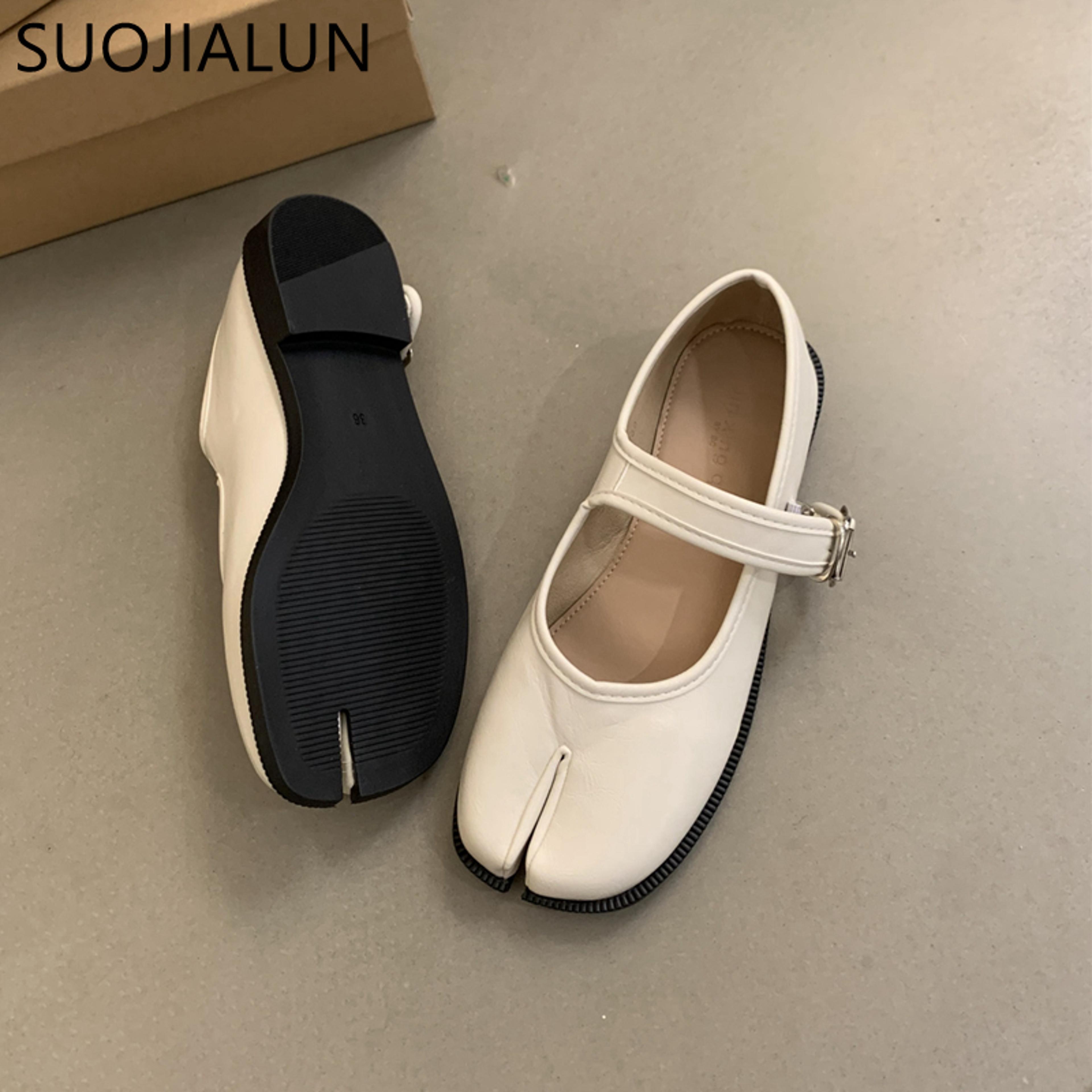 Womens Mary Jane Flats With Buckle Strap And Soft Microfiber Upper 6