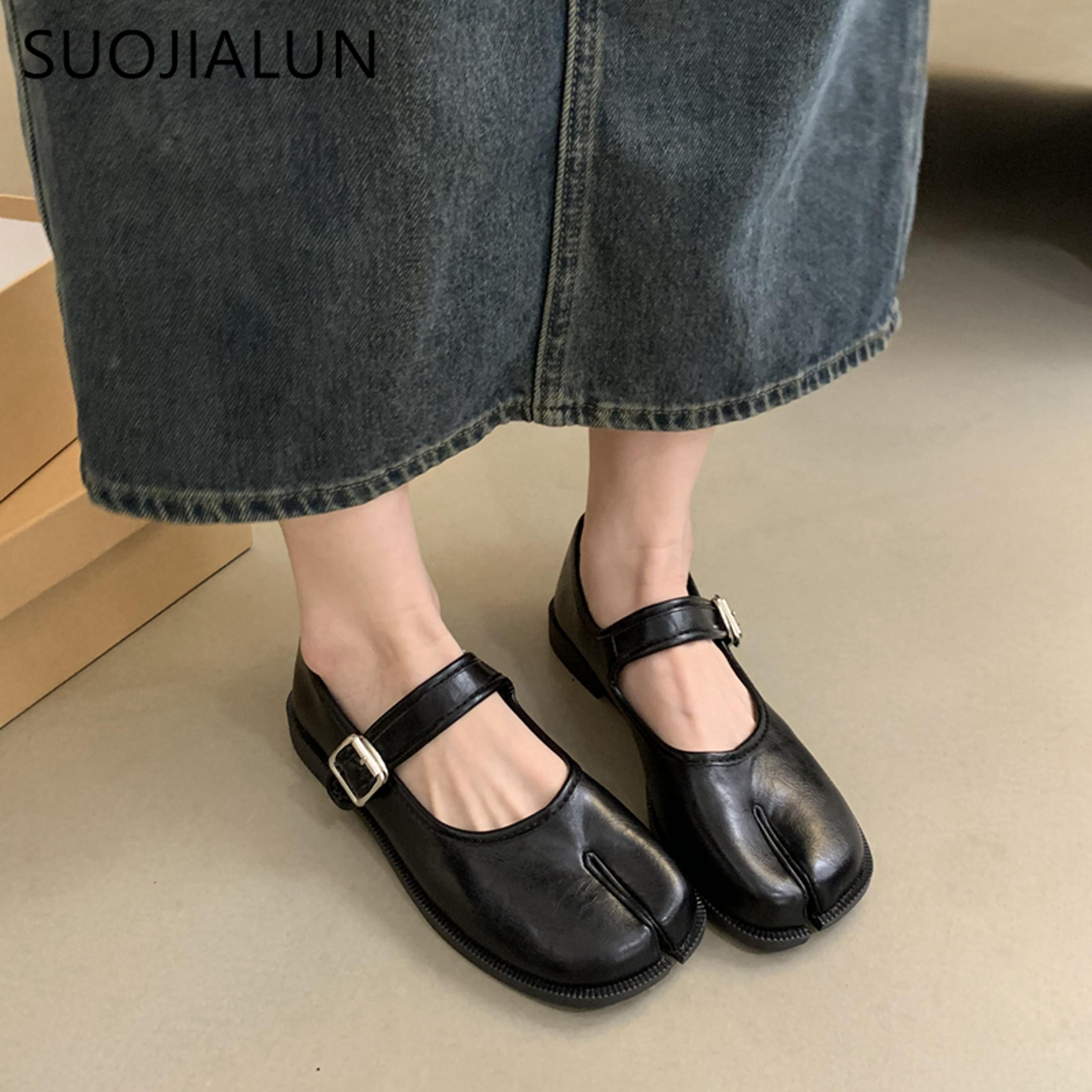 Womens Mary Jane Flats With Buckle Strap And Soft Microfiber Upper 5