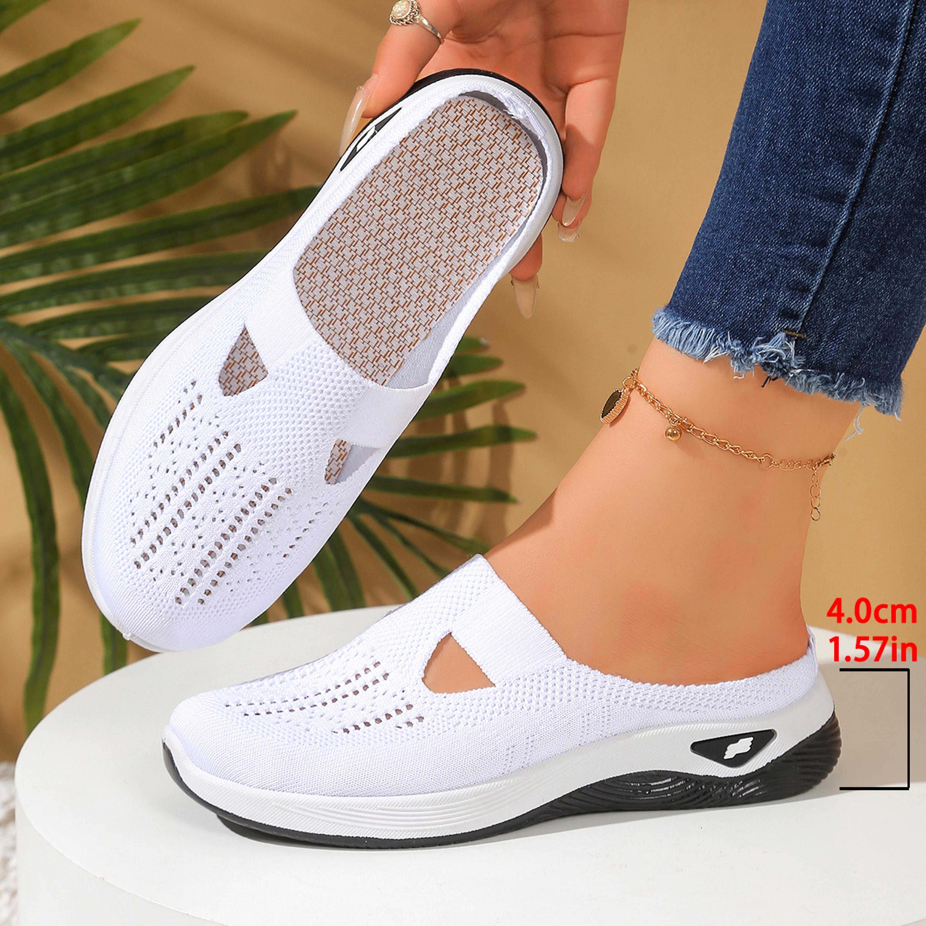 Womens Canvas Summer Slippers With Flat Heels And PullOn Design 1