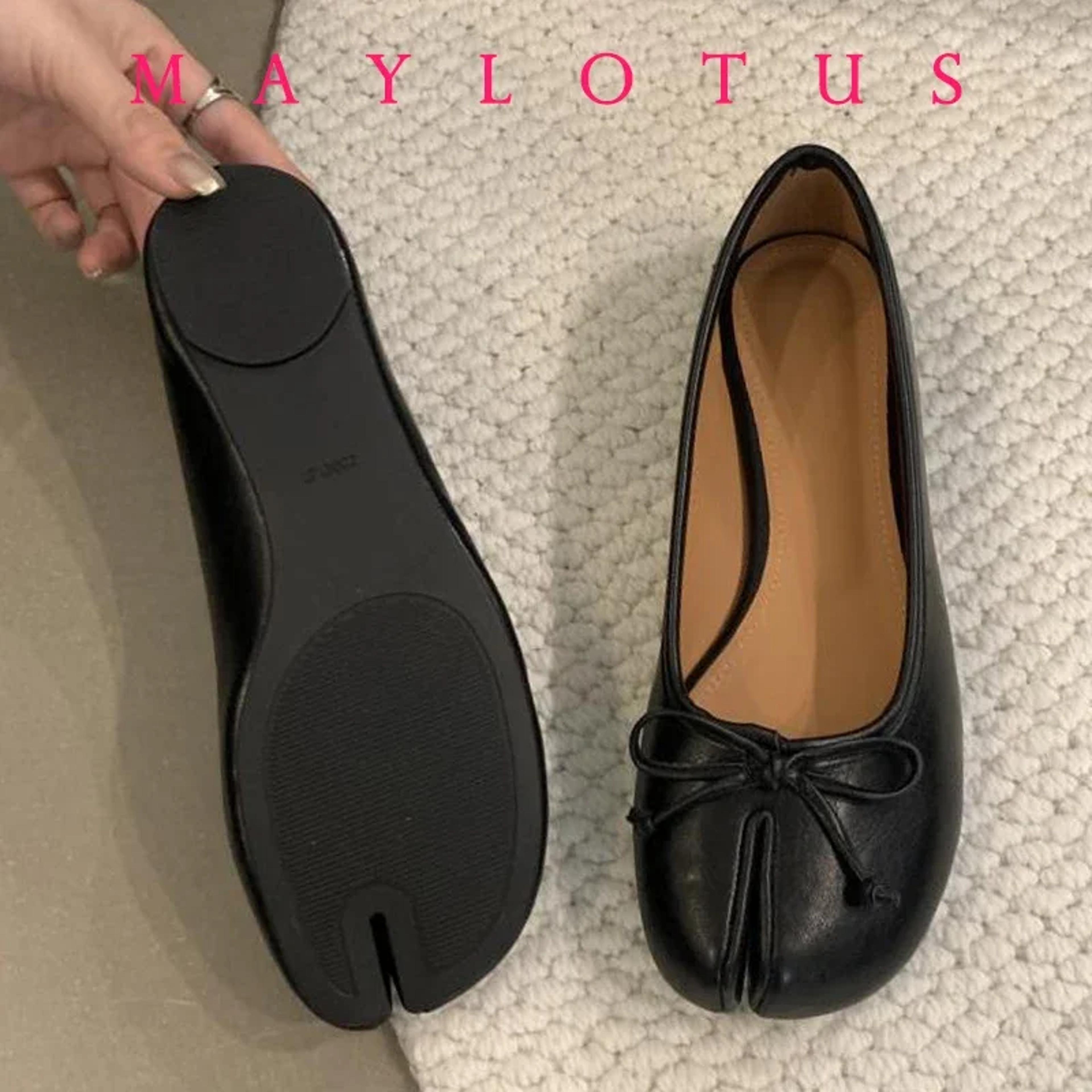 Womens Split Toe Ballet Flats With Bow Detail And SlipOn Design 4