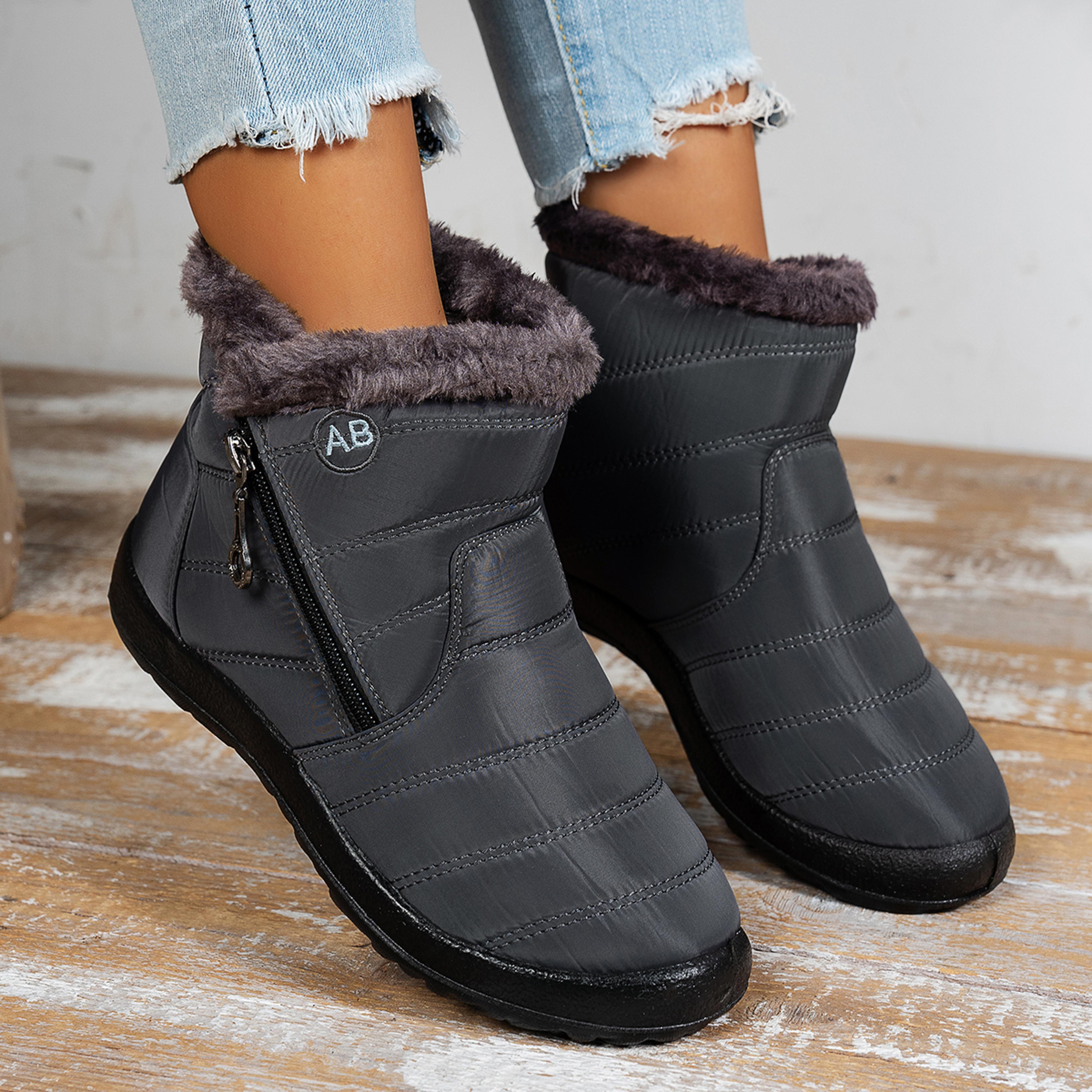 Womens Waterproof Winter Snow Boots With Warm Flannel Lining And Side Zipper 2