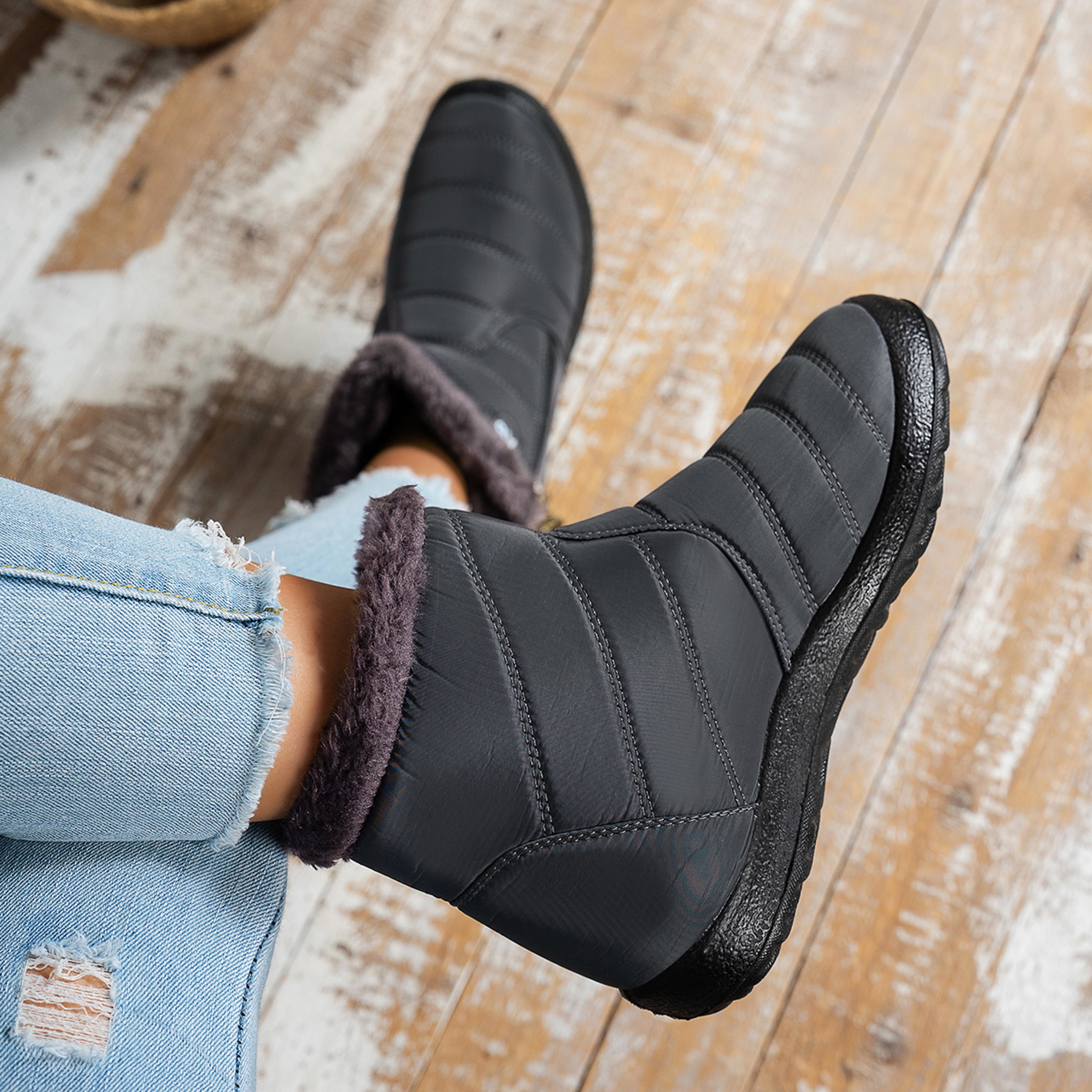 Womens Waterproof Winter Snow Boots With Warm Flannel Lining And Side Zipper 3