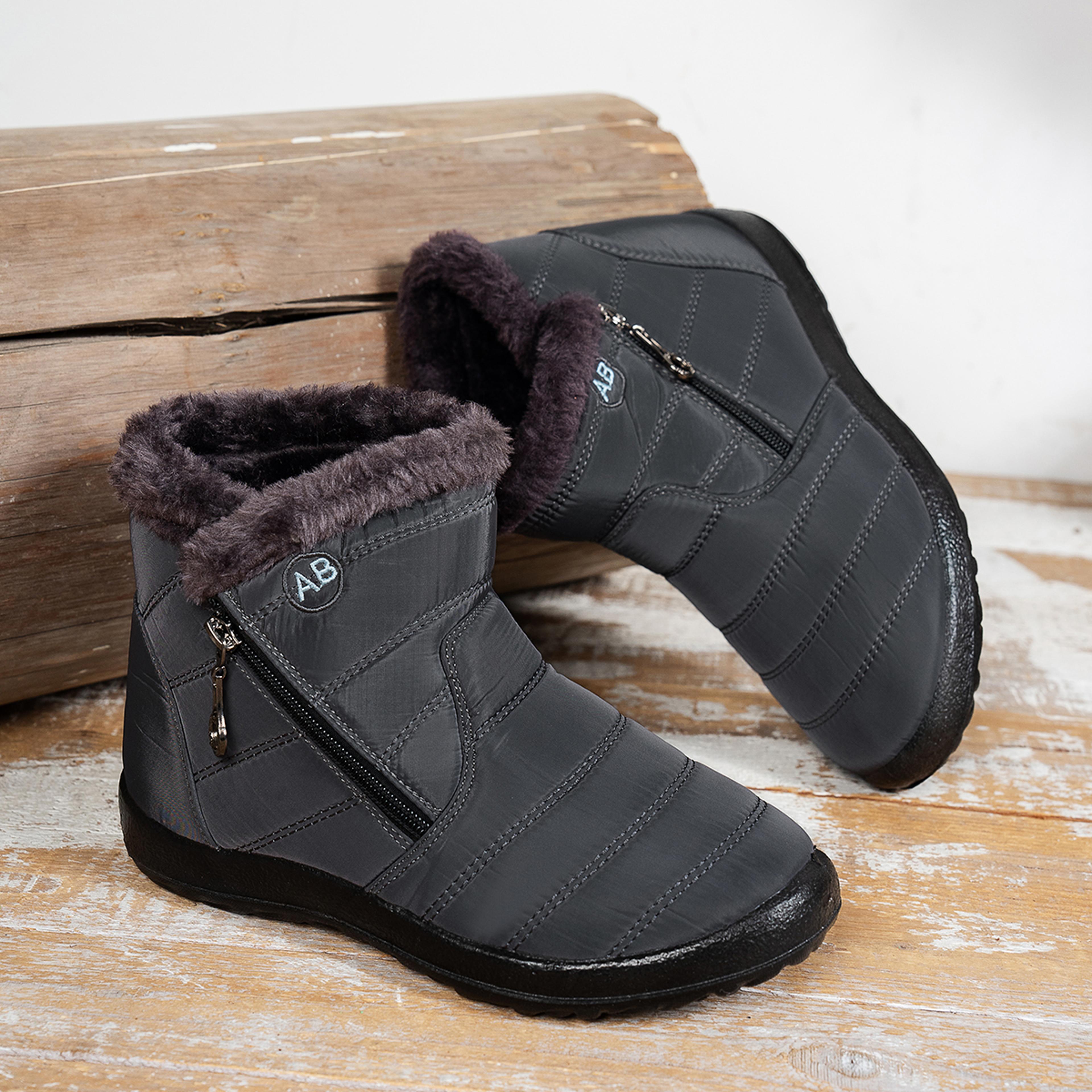 Womens Waterproof Winter Snow Boots With Warm Flannel Lining And Side Zipper 4